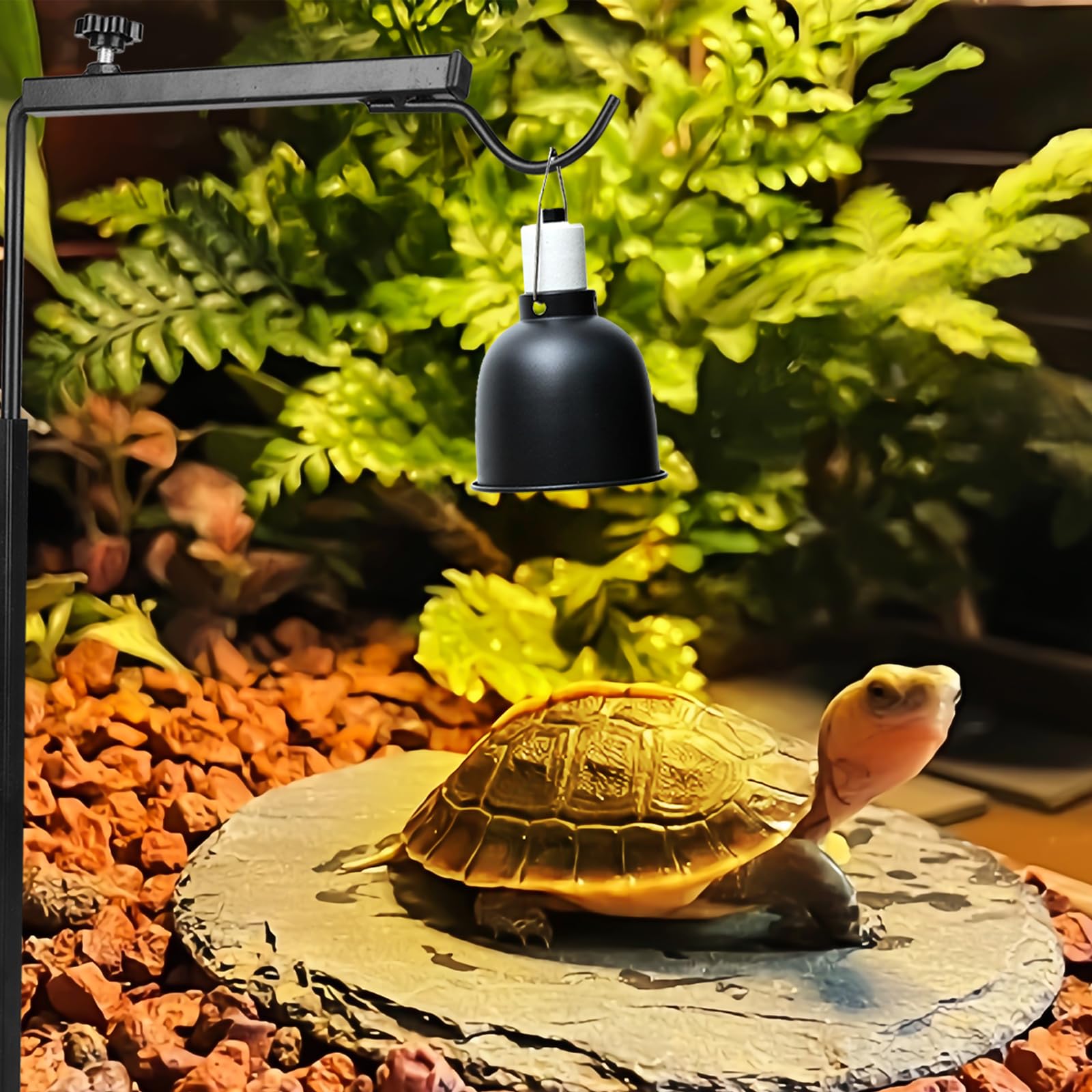 Reptilien Wärmelampenständer: Reptilien Lampenständer Verstellbarer mit Sockel, Reptilien Lampenhalter für Terrarium und Habitatkäfig, Verstellbar Höhe 38-64 cm Breite 20-30cm