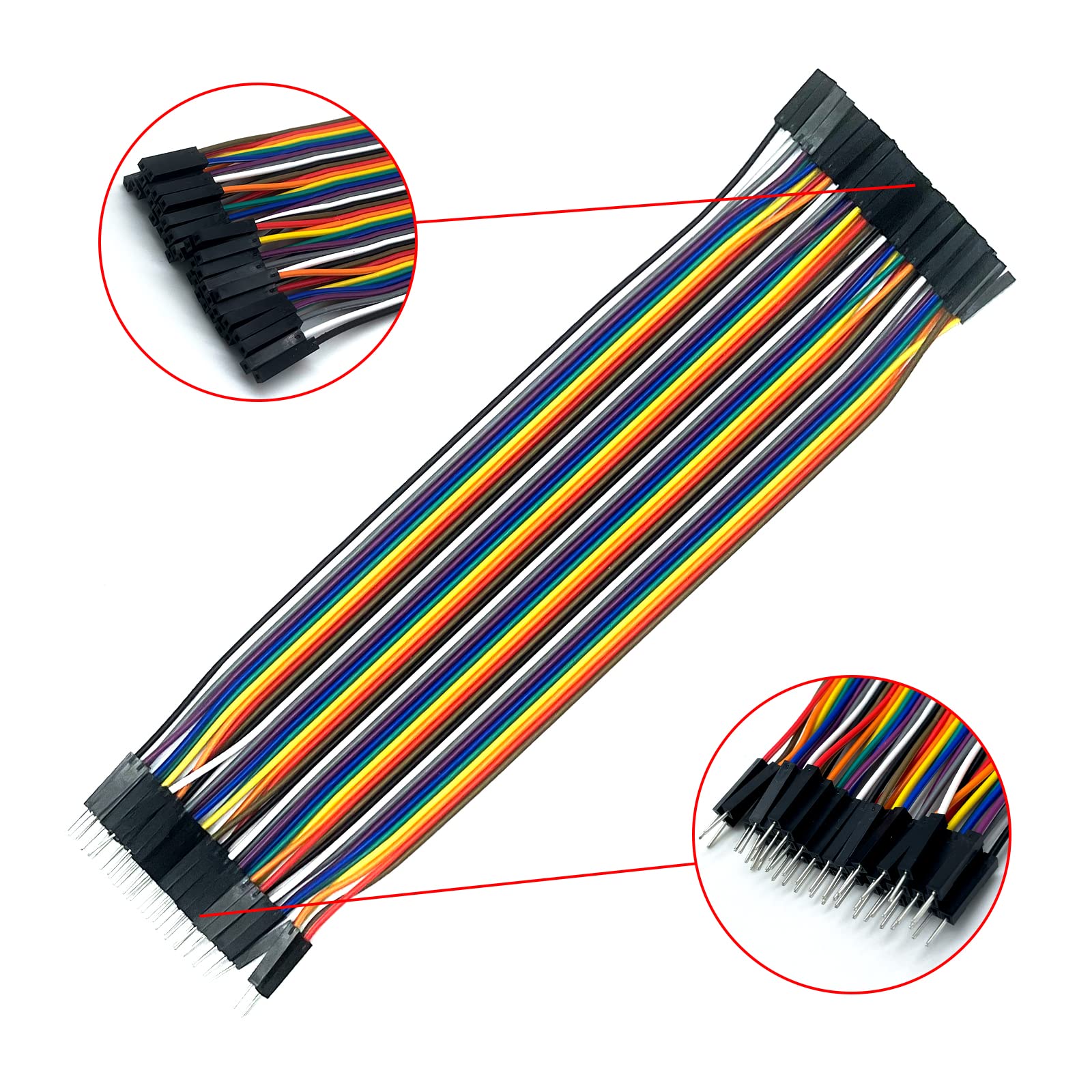 Set di cavi jumper 3 x 40 pezzi ciascuno da 20 cm, ponticelli femmina-femmina, maschio-femmina, maschio-maschio cavo 28 AWG ponticelli per Arduino Raspberry Pi (set di 3)
