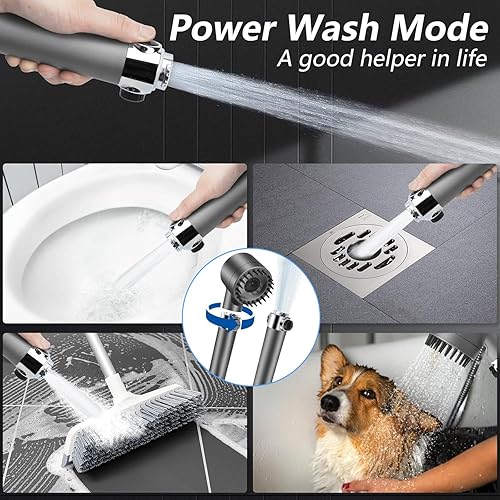 Miniatura 5 de Cabezal de ducha de alta presión con mano y filtro, 4 modos de pulverización, 5 filtros de repuesto, lavado de energía Hydro Jet para agua dura,
