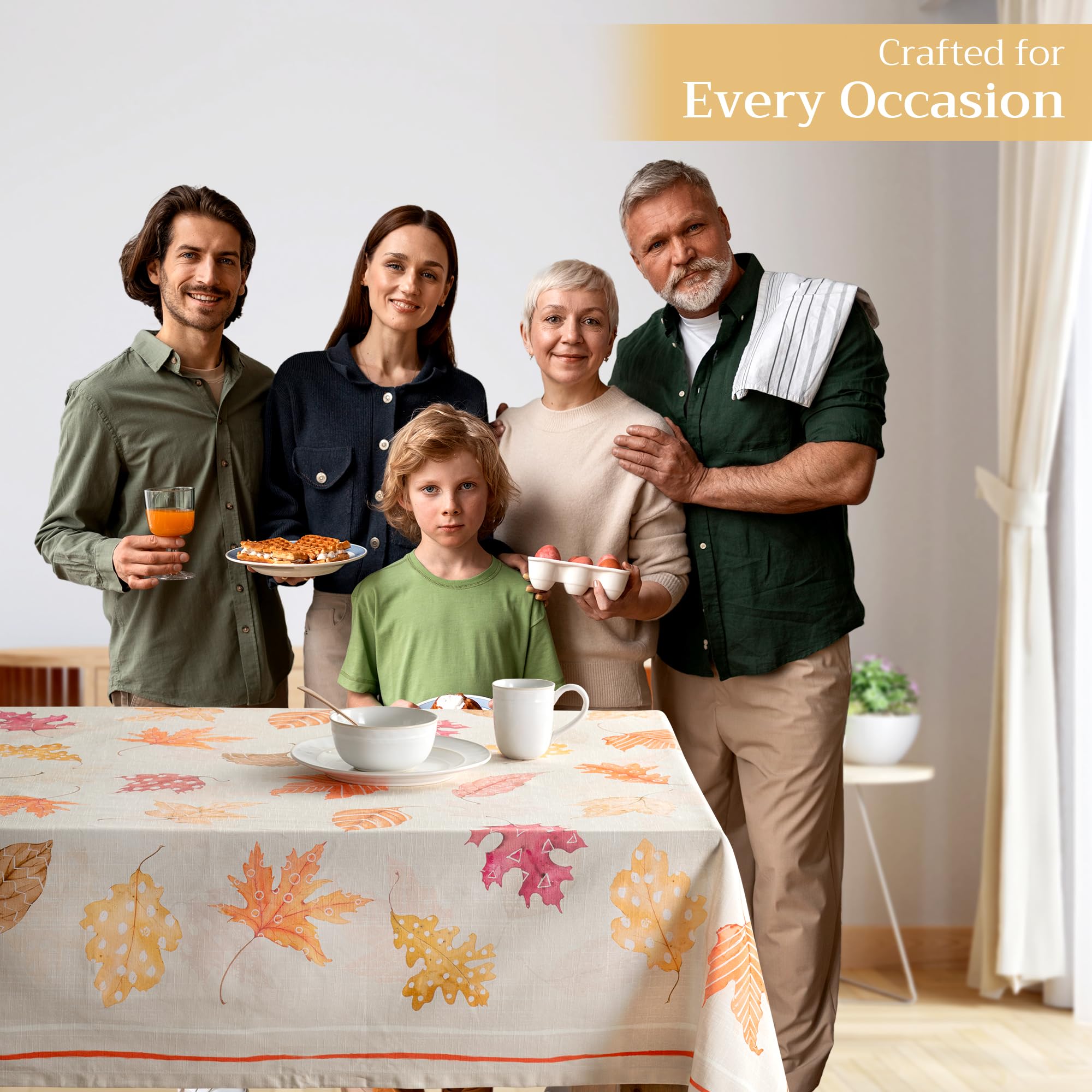 Maison d' Hermine Maison d'Hermine Tischdecke Rechteckig 100% Baumwolle 180 cm x 140 cm Wiederverwendbar Alltagsgebrauch für Weihnachtsdekorationen Esszimmer Landhaus Zuhause Party Festlich (Colors of Autumn) – Bild 5