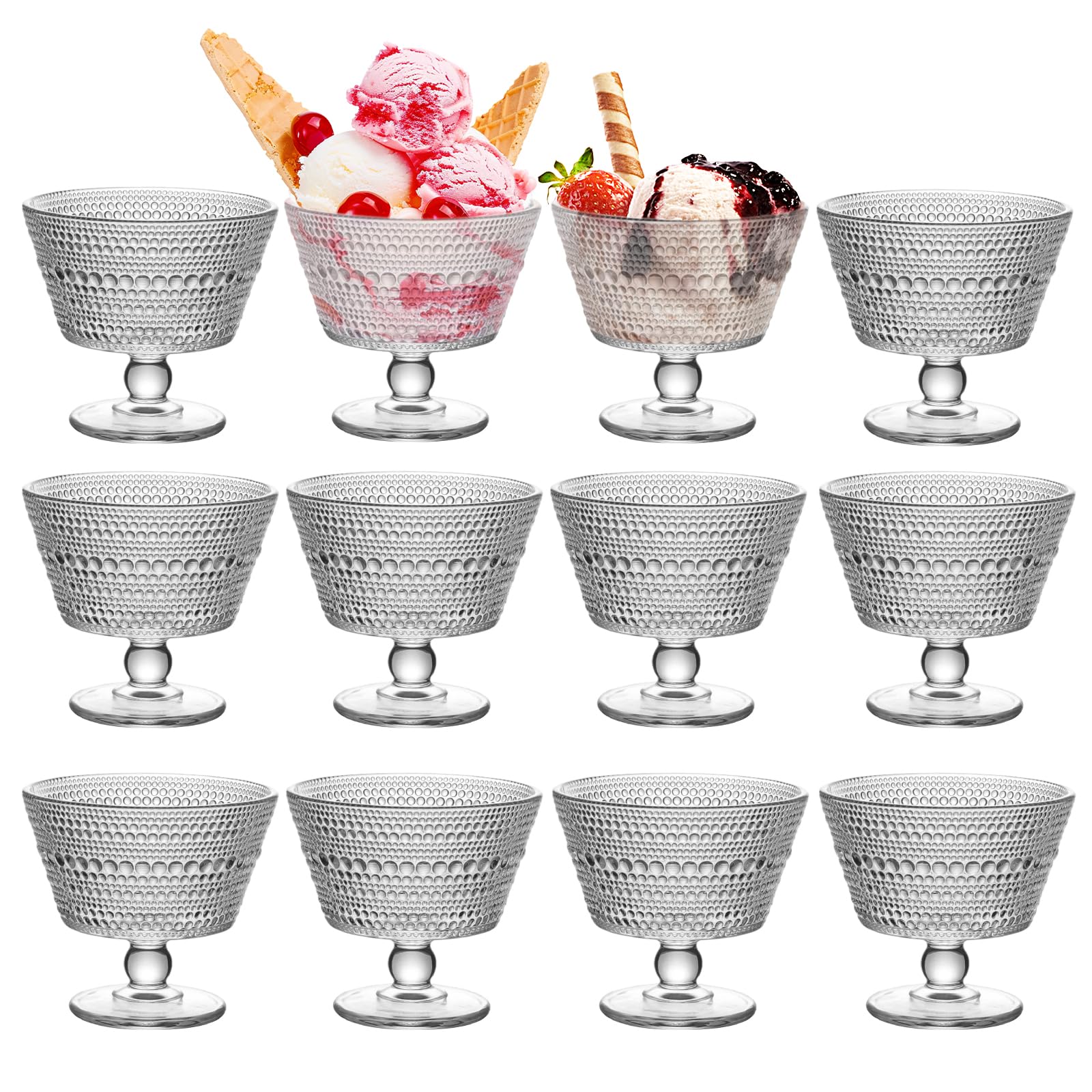 12 ciotole da dessert in vetro, 255,1 g, perfette per dessert, gelati, frutta, insalata, snack, cocktail, condimenti, triggle (12 pezzi)