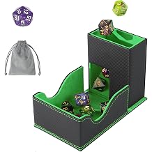 Dice Roller Tower, Premium DND Magnetic Dice Tray, Foldable PU Leather Dice Tower RPG Gifts for Dungeons and Dragons MTG Dm & Player Black/Green