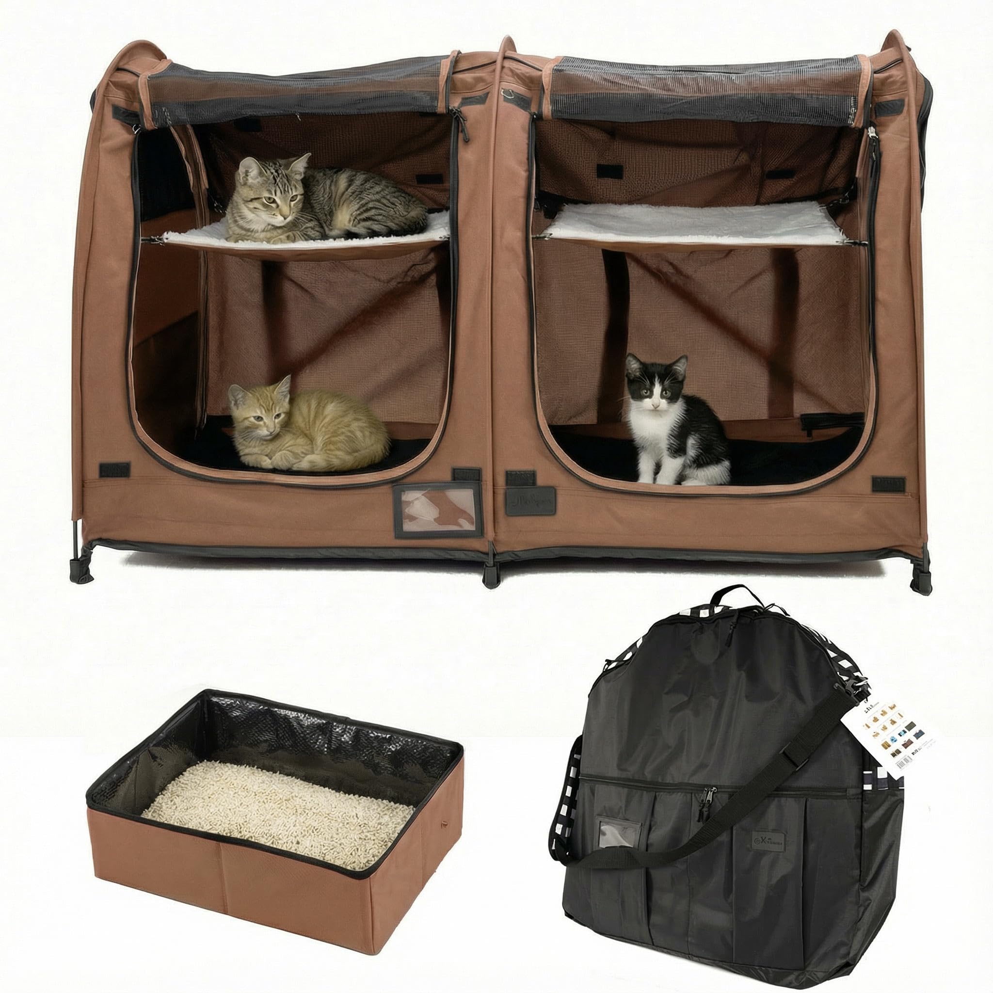 Mispace Portable Twin Compartment Show House Cat Cage/Condo