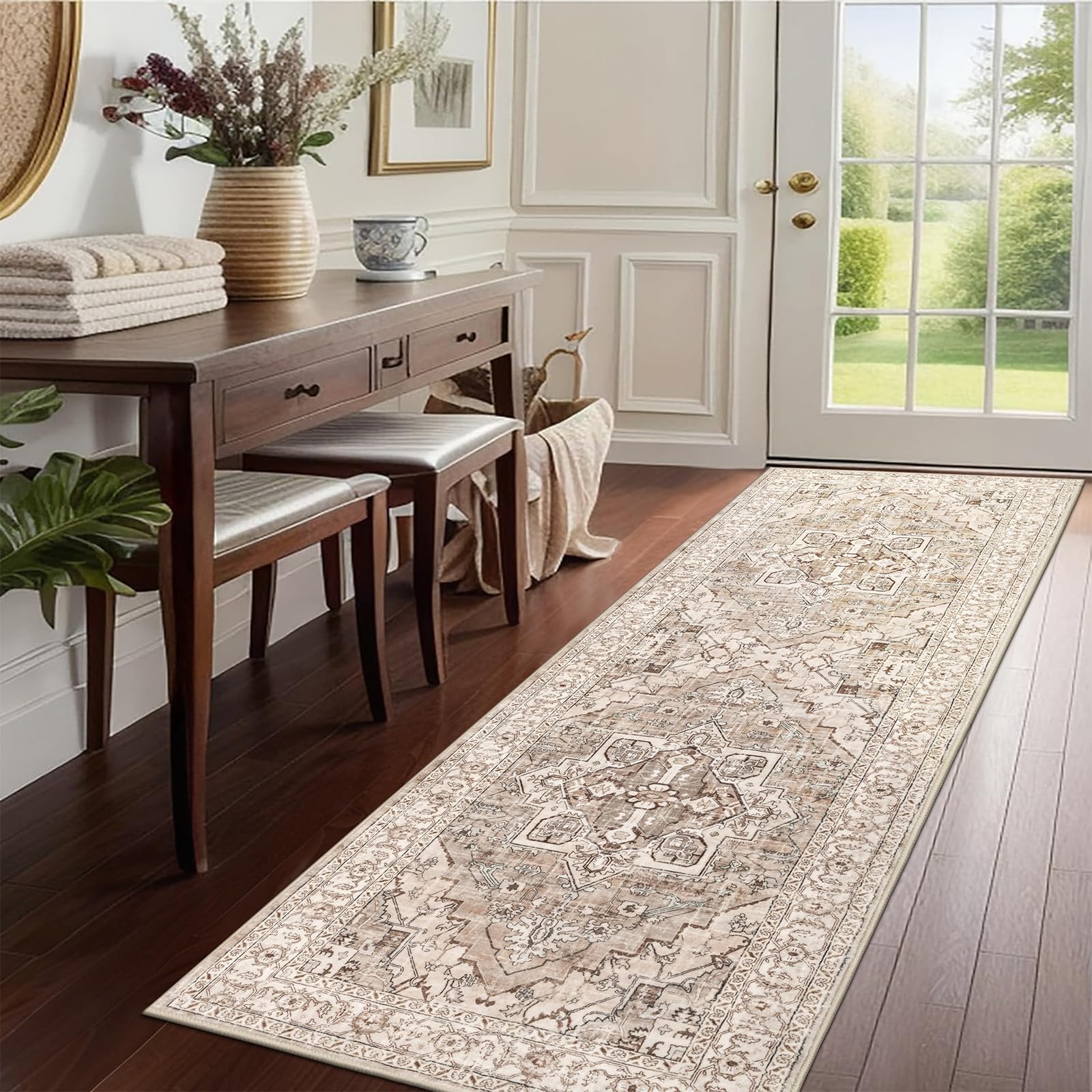 Pauwer Hallway Runner Rug 2x6 Washable Rugs Runner Non Slip Carpet Runner Boho Farmhouse Vintage Throw Area Rugs