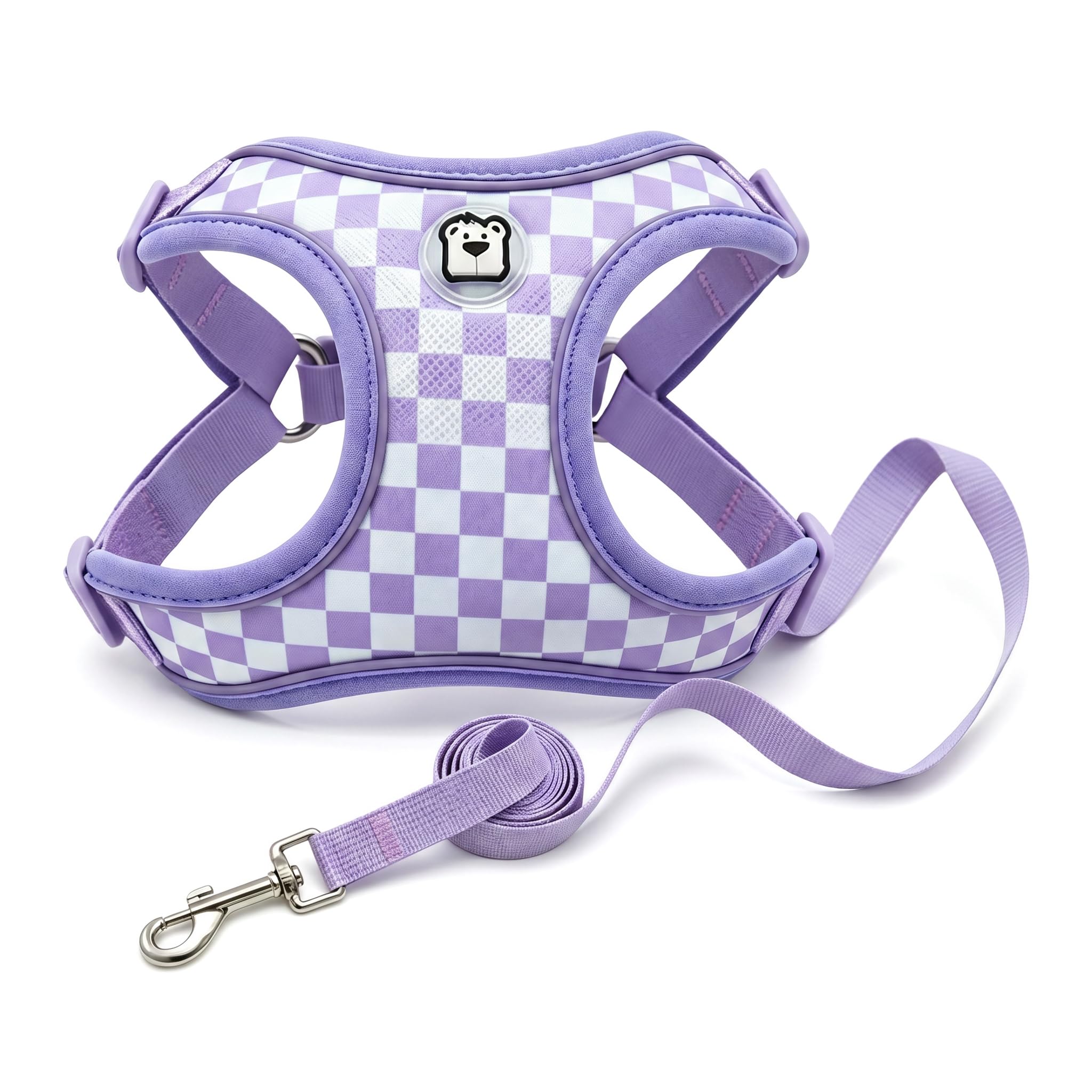 Soft Dog Harness for Small Dog & Puppy - Size S Adjustable Reflective Dog Harness, Purple, Suitable for 5-13 lbs Small Dogs Cats, Miniature Dachshund, Dog Harnesses with Leash Set