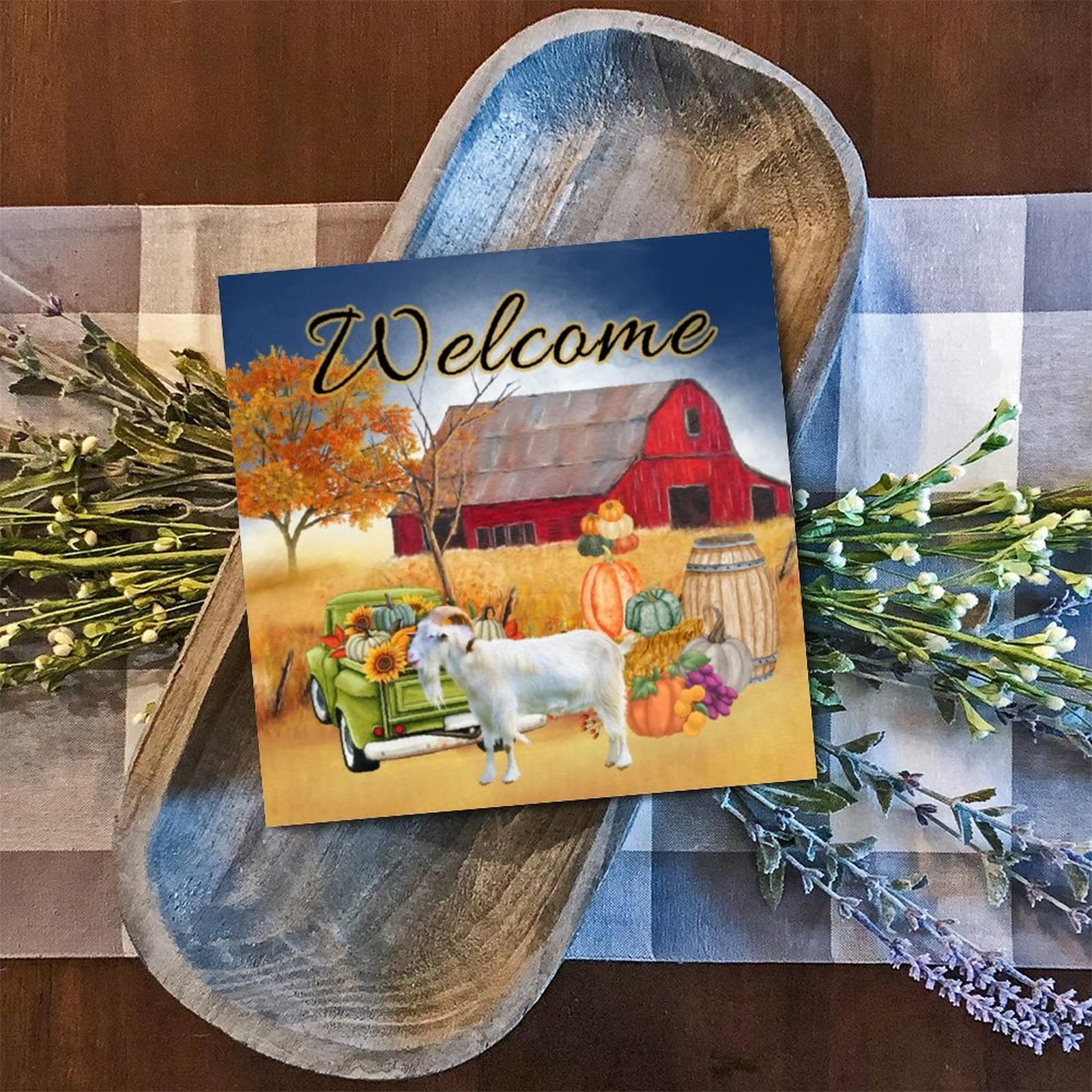 Panneau en bois Welcome Fall pour un salon chaleureux au style grange d'automne