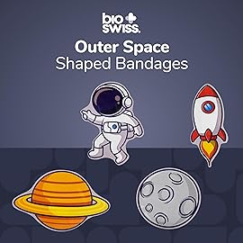BioSwiss Bandages, Outer Space Shaped Self Adhesive Bandage Set, Latex Free, Sterile Wound Care, 50 Count