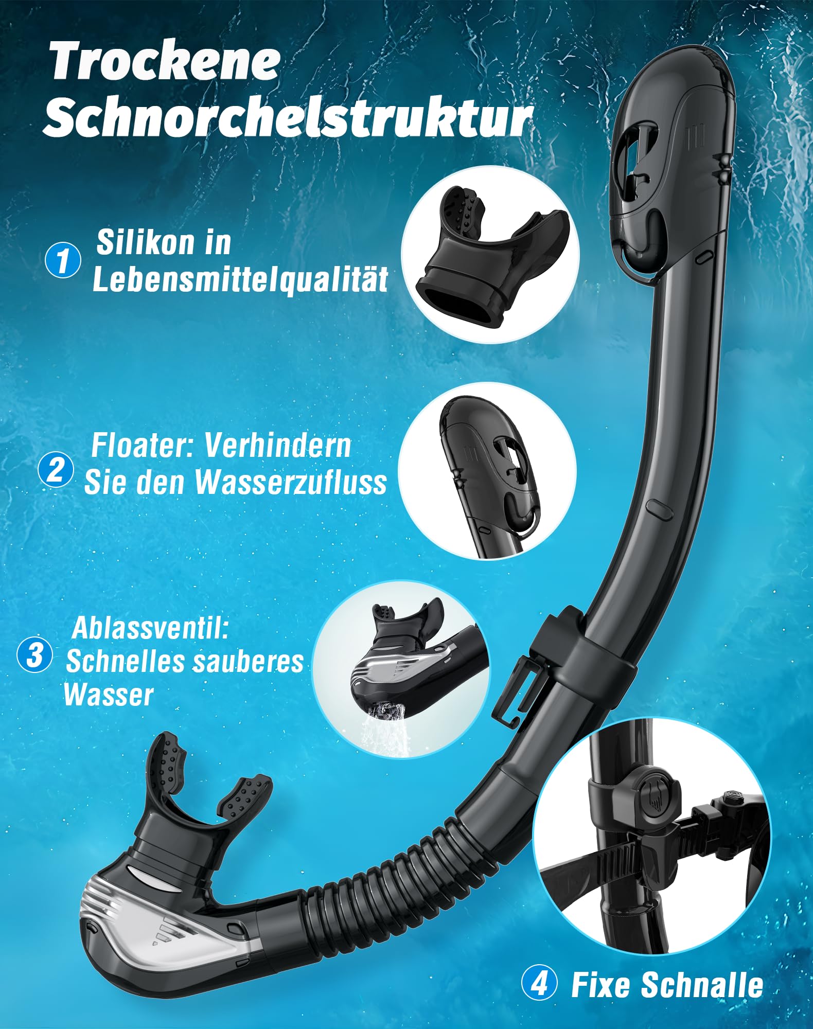 Schnorchelset Erwachsene, Taucherbrille mit Schnorchel, 3-Fenster-Schnorchelmaske Anti-Fog Anti-Leck, Professional Adult Snorkeling Set für Schnorcheln, Schwimmen und Tauchen