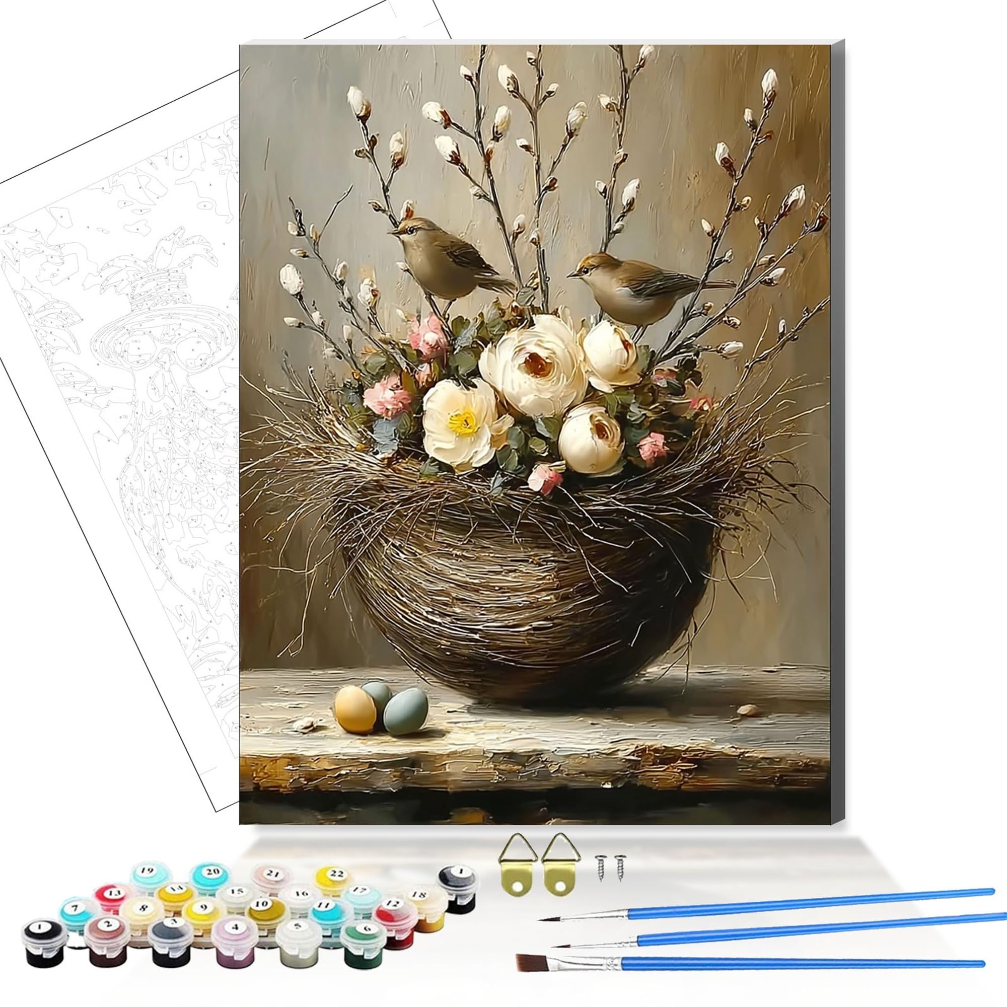 Formeyart Bird4 Wooden Framed Bird Paint By Number For Adults,Diy Painting Kits For Adult,Color By Numbers Acrylic,Paint By Number Canvas Crafts Watercolor For Beginner Home Decor (Bird4)