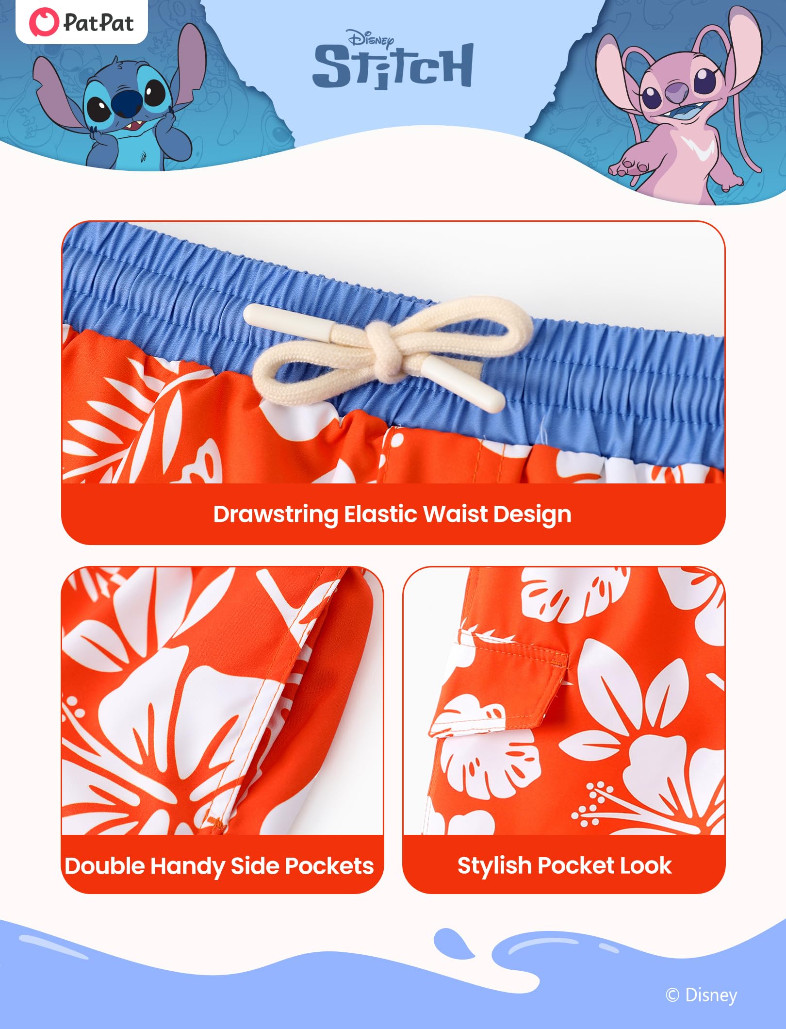 Disney Stitch Spiderman Cars Winnie Toy Story Boy Costume da bagno UPF 50 + pantaloncini da bagno a compressione, ad asciugatura rapida e tasche, 2-13 anni