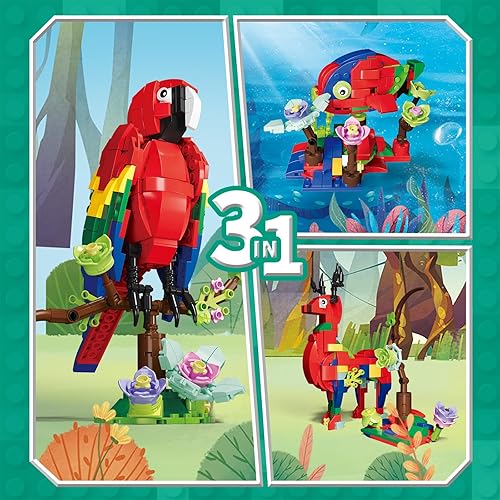 Miniatura 2 de amireed Parrot 3 en 1 iconos de bloques de construcción, ideas transformadoras de juguete con pájarosciervospeces, kit educativo de ladrillos con