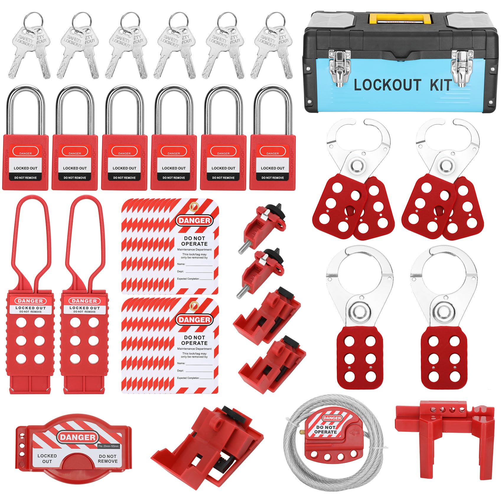Lockout Tagout Kit Contains Lockout Hasps Clamp On Circuit Breaker ...