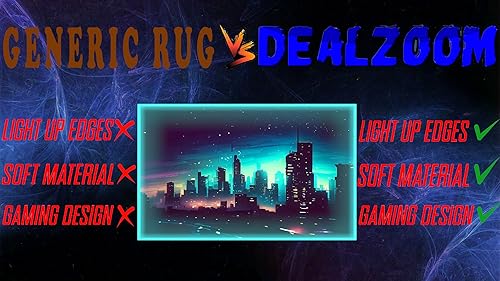 Miniatura 6 de Alfombra de Área de Juegos con Bordes de Luz LED RGB (3x5 Skyline) Alfombra de Dormitorio Tapete de Piso Decoración de Juegos Alfombra de