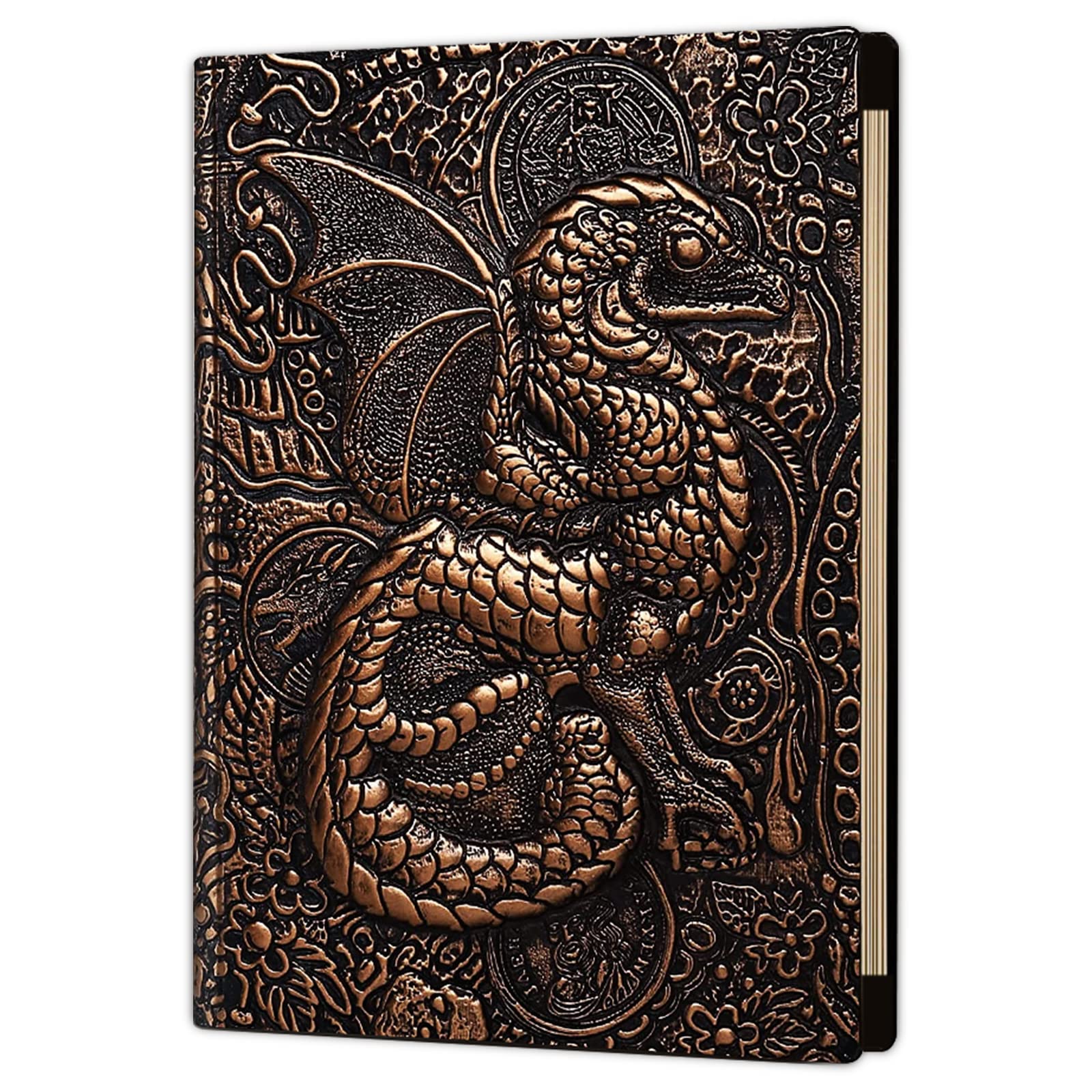 Ancient Deer Carnet de notes 3D Dragon DND unique de 400 pages en cuir vintage pour donjons et dragons, joueurs RPG, carnet de notes antique, carnet de voyage, D&D, accessoires D&D