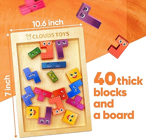 Miniatura 5 de CLOUDS TOYS EmotiBlocks - Rompecabezas de bloques de madera, gruesos y duraderos con imágenes de emociones coloridas, juguete educativo Montessori