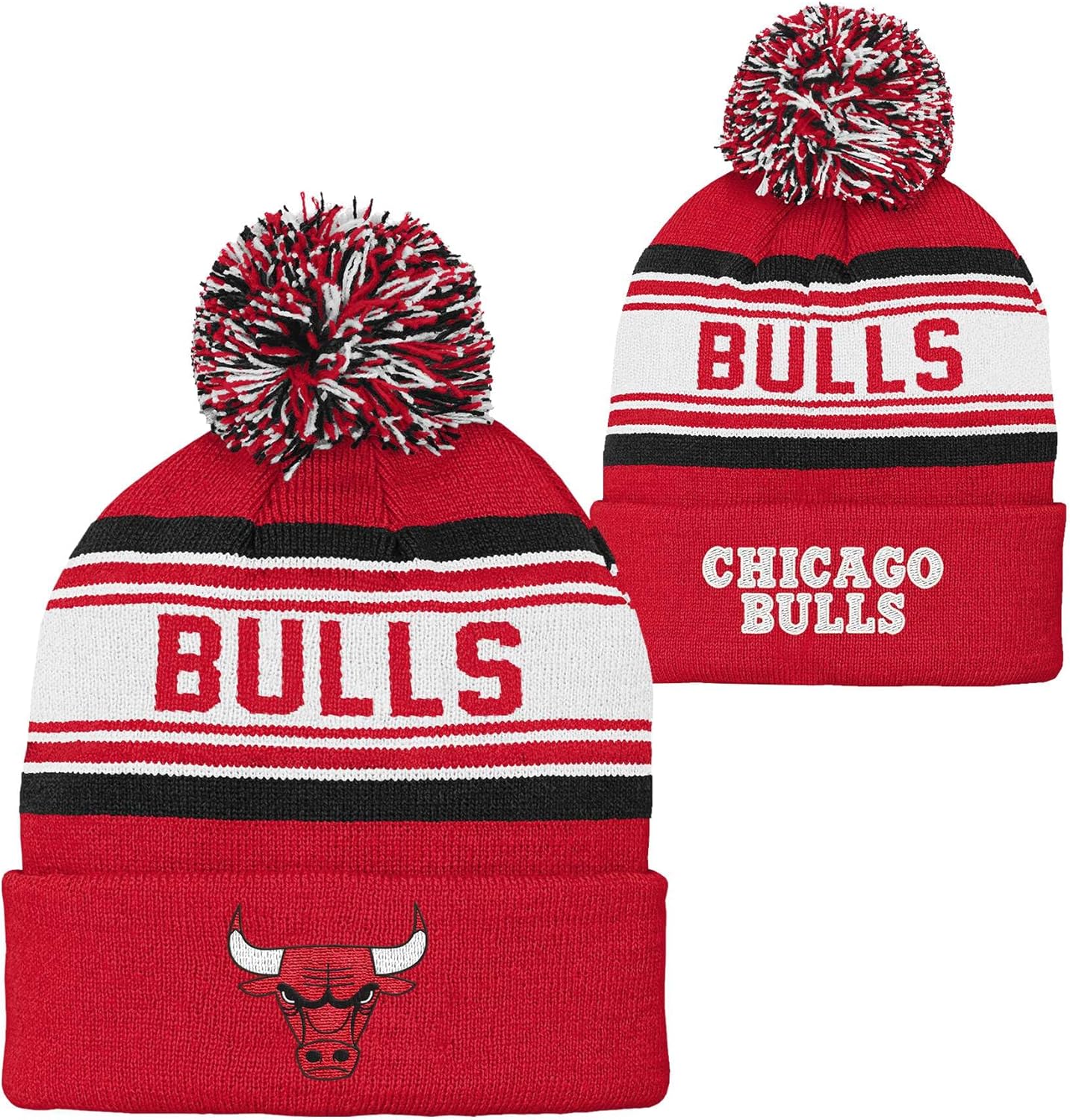 NBA Kids Youth 8-20 Official Primary Logo Sport Knit Cold Weather Cuffed Pom Beanie Hat