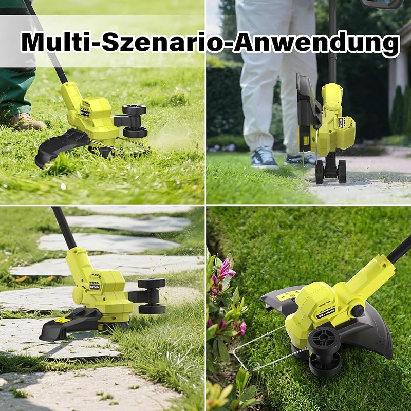 SEYVUM Akkumulátoros Fűnyíró 300mm Vágásszélességgel, 2x2.0Ah Akkuval és Töltővel