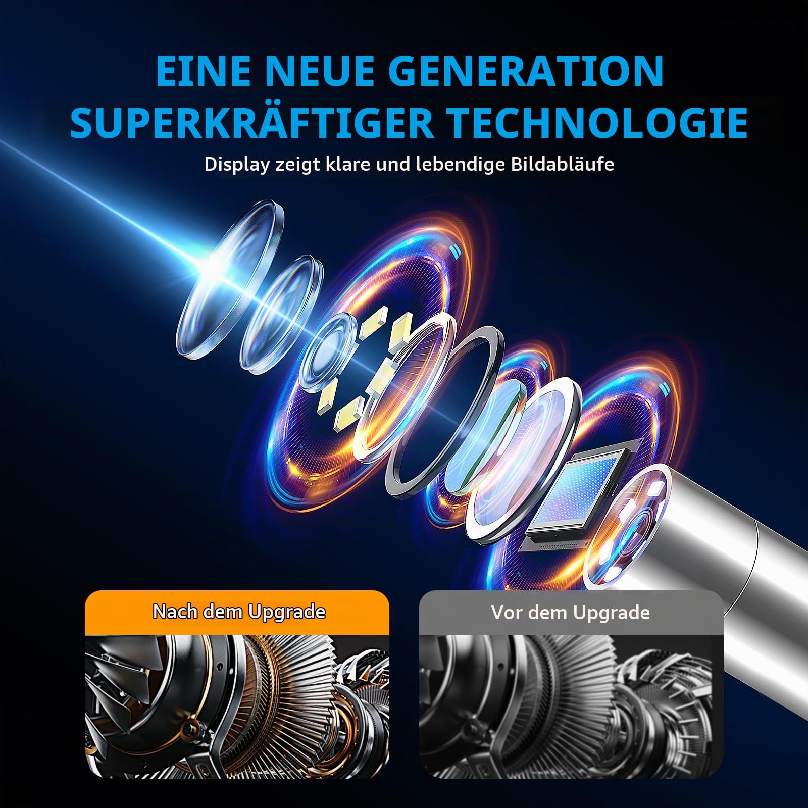 Endoskopkamera mit Licht, 4,3-Zoll Bildschirm, IP67 Boreskop mit 6 LED-Lichtern, 3,28FT Halbstarre Schlangenkamera,6,2mm Endoskop Kamera mit Beweglicher Kopf, Inspektionskamera