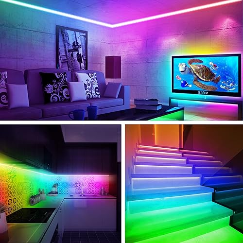 Miniatura 7 de maylit Tira de luces LED, retroiluminación LED de TV de 18 pies para TV de 75 a 85 pulgadas, control Bluetooth, sincronización con música, kit de