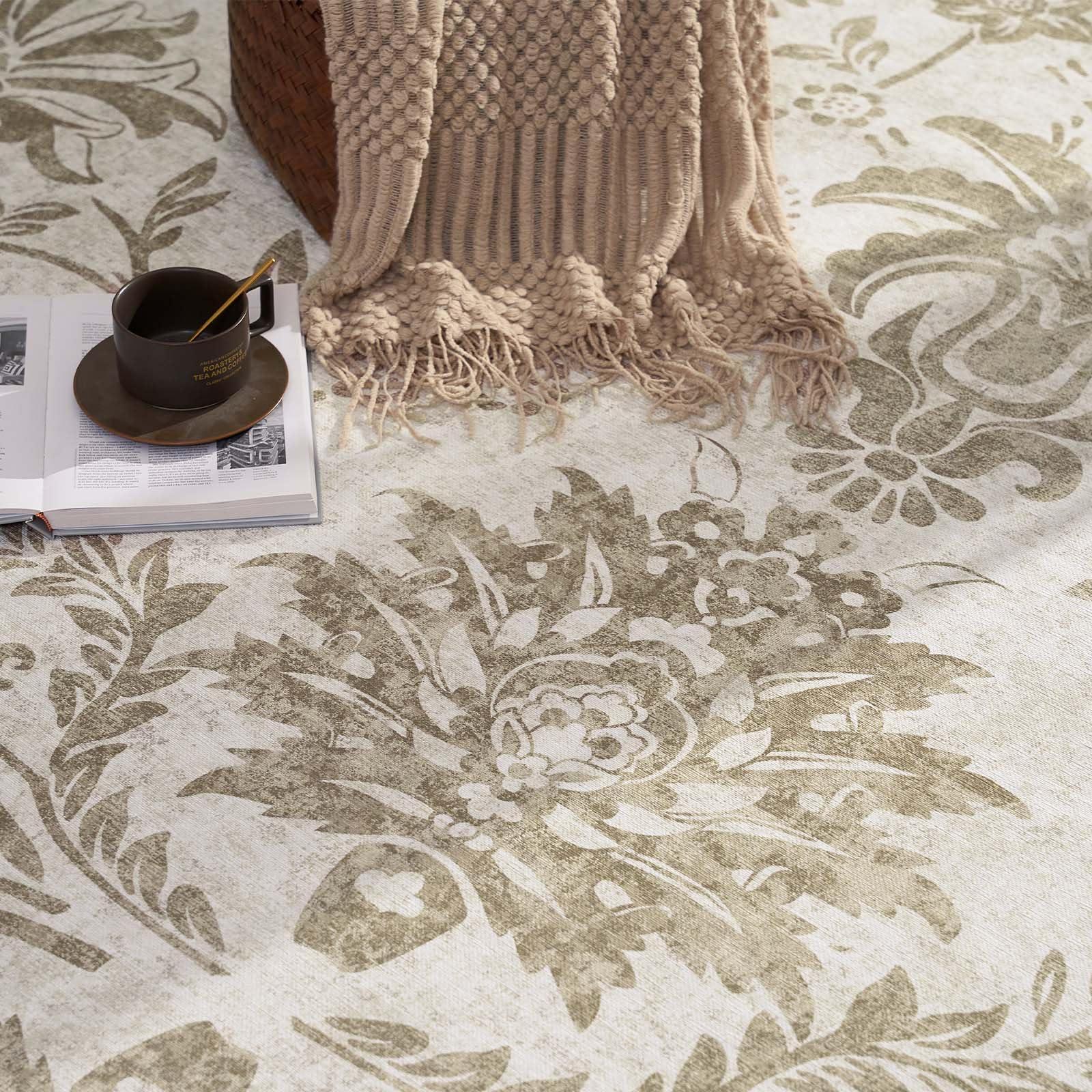 Amazon.com: jinchan Torino Classic Floral Round Rug 7ft, Vintage