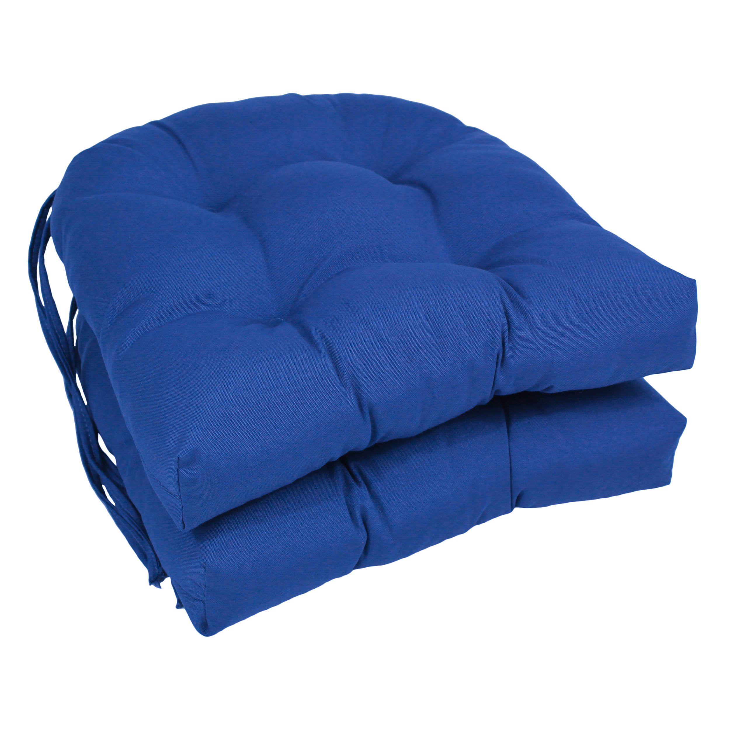 Photo 1 of (2) Blazing Needles 16-inch Twill Rounded Back Chair Cushion, 16" x 16", Royal Blue 2 Count