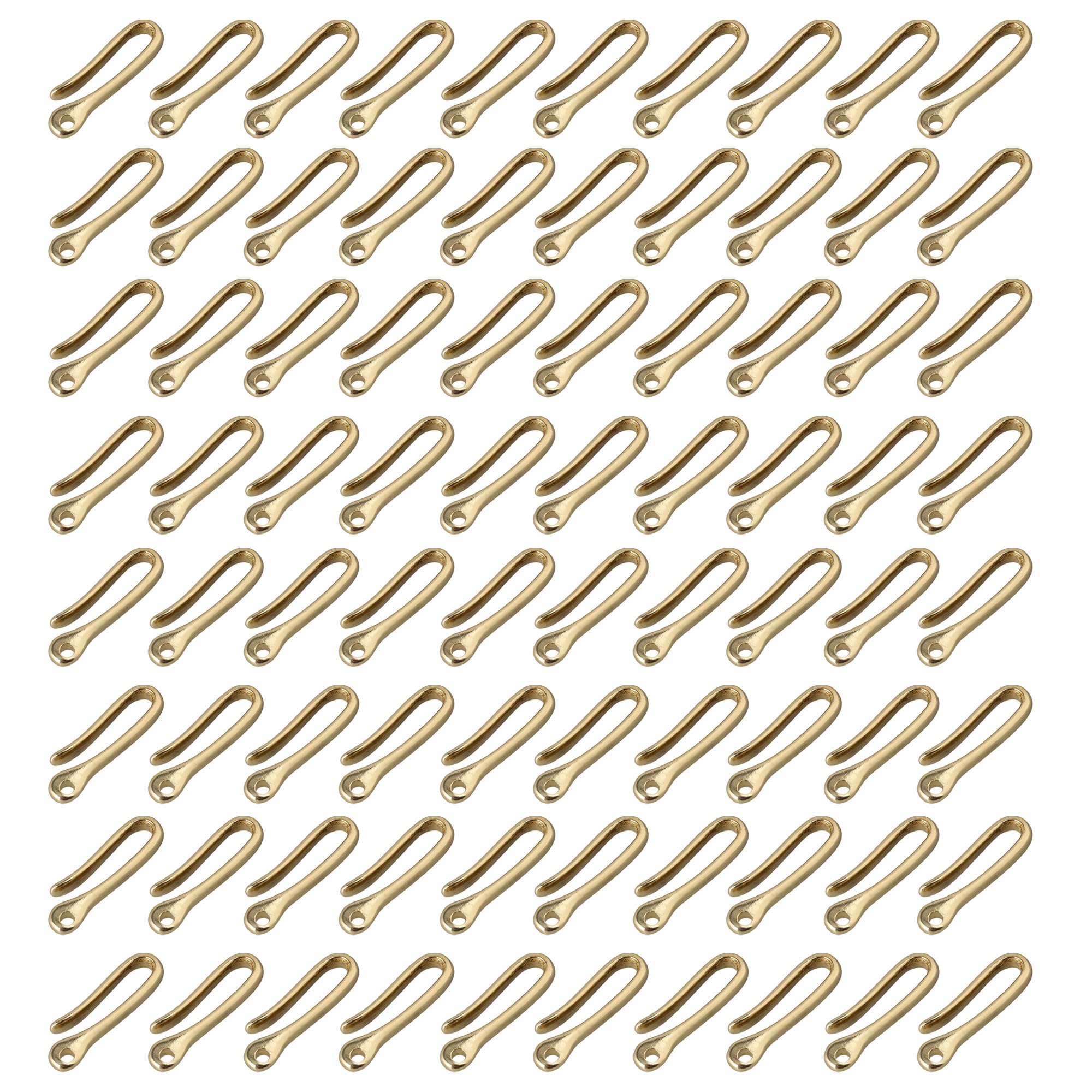 RDEXP Golden 72mm Brass Leathercraft Hang Hook Rack Accessory Key Chain U-Shaped Hook Pack of 80