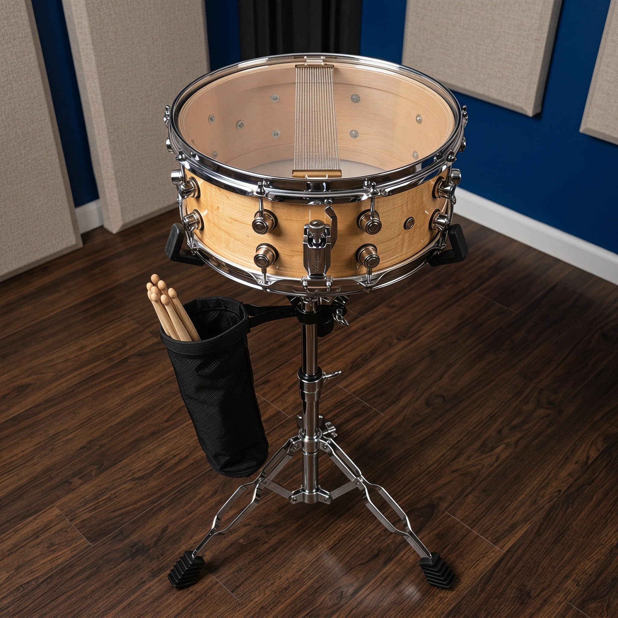 NUOBESTY Verstellbarer Snare Drum Ständer mit Doppelstrebe für Studio