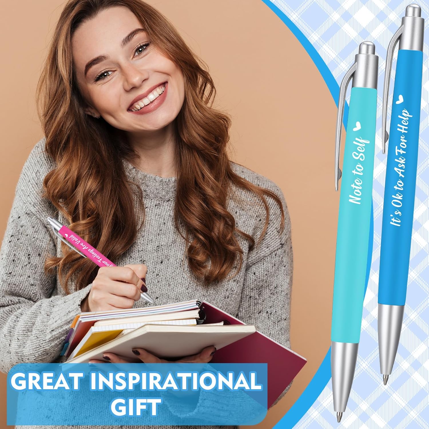 Yeaqee 100 Pcs Employee Appreciation Gifts Bulk Inspirational Metal Ink Ballpoint Pen with Motivational Quote for Coworker Team Office Staff Thank You Gifts(Multicolored,Mental Health Reminders)