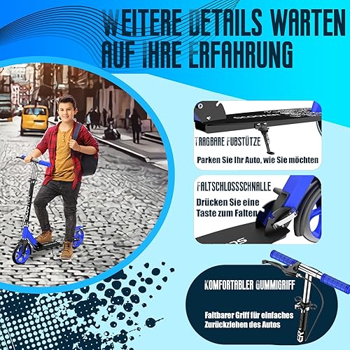 Miniatura 4 de Patinete plegable rápido de aleación de aluminio para adolescentes y adultos, con marco de soporte para pies, diseño de absorción de impactos,