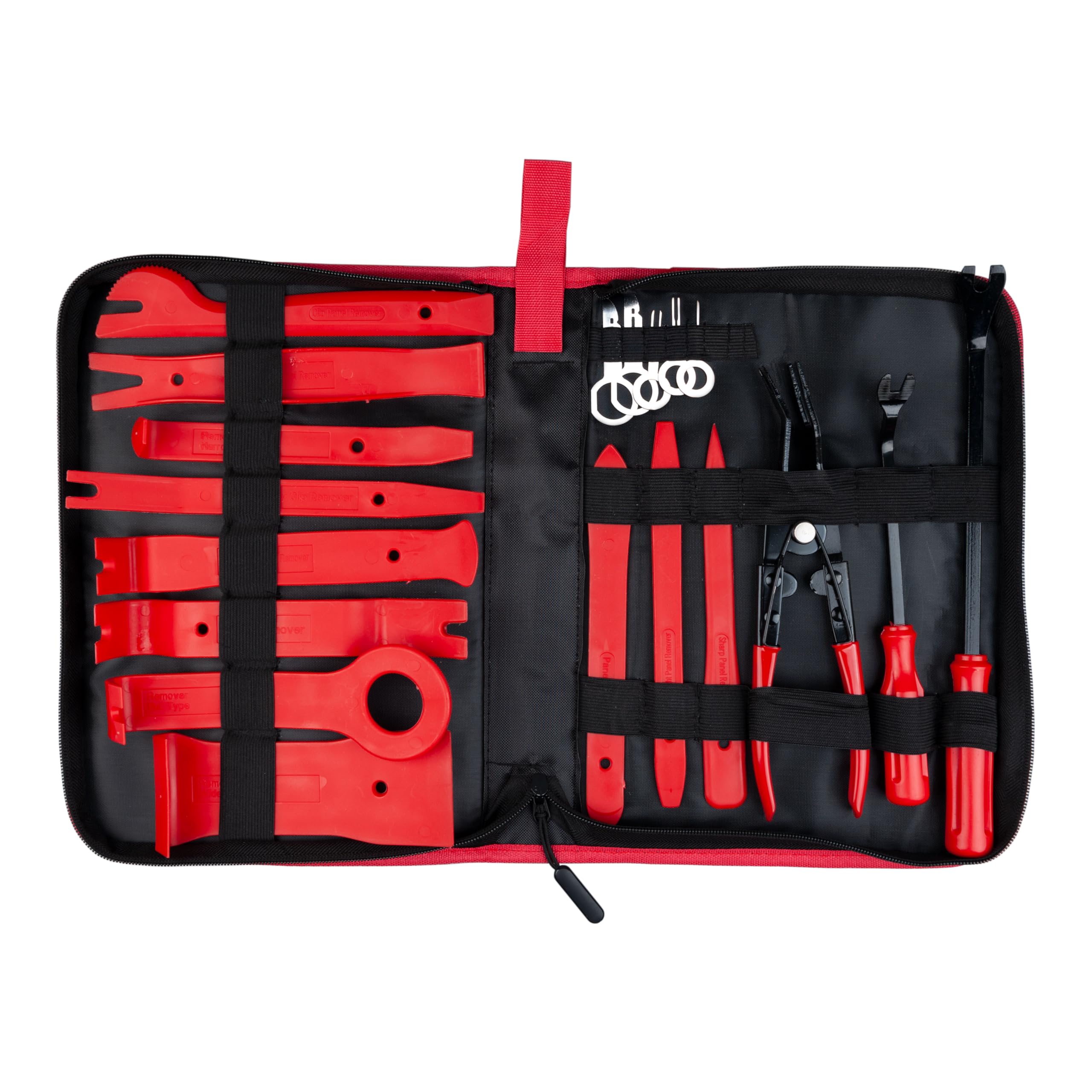 Poraxy 19 strumenti per la rimozione di finiture dell'auto, kit di strumenti per la rimozione del pannello dell'audio dell'auto, pinze per la rimozione delle clip automatiche, set con custodia
