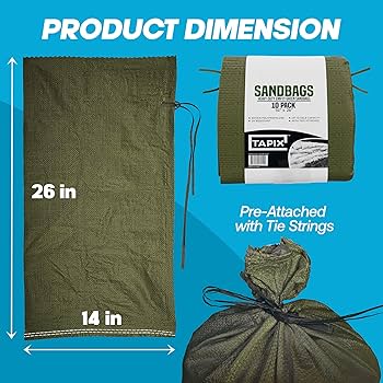 バッグ Us Army Tent x Pocho Newspaper Bag N24 Amazon.com: Empty Sandbags Military Green with Ties (Bundle