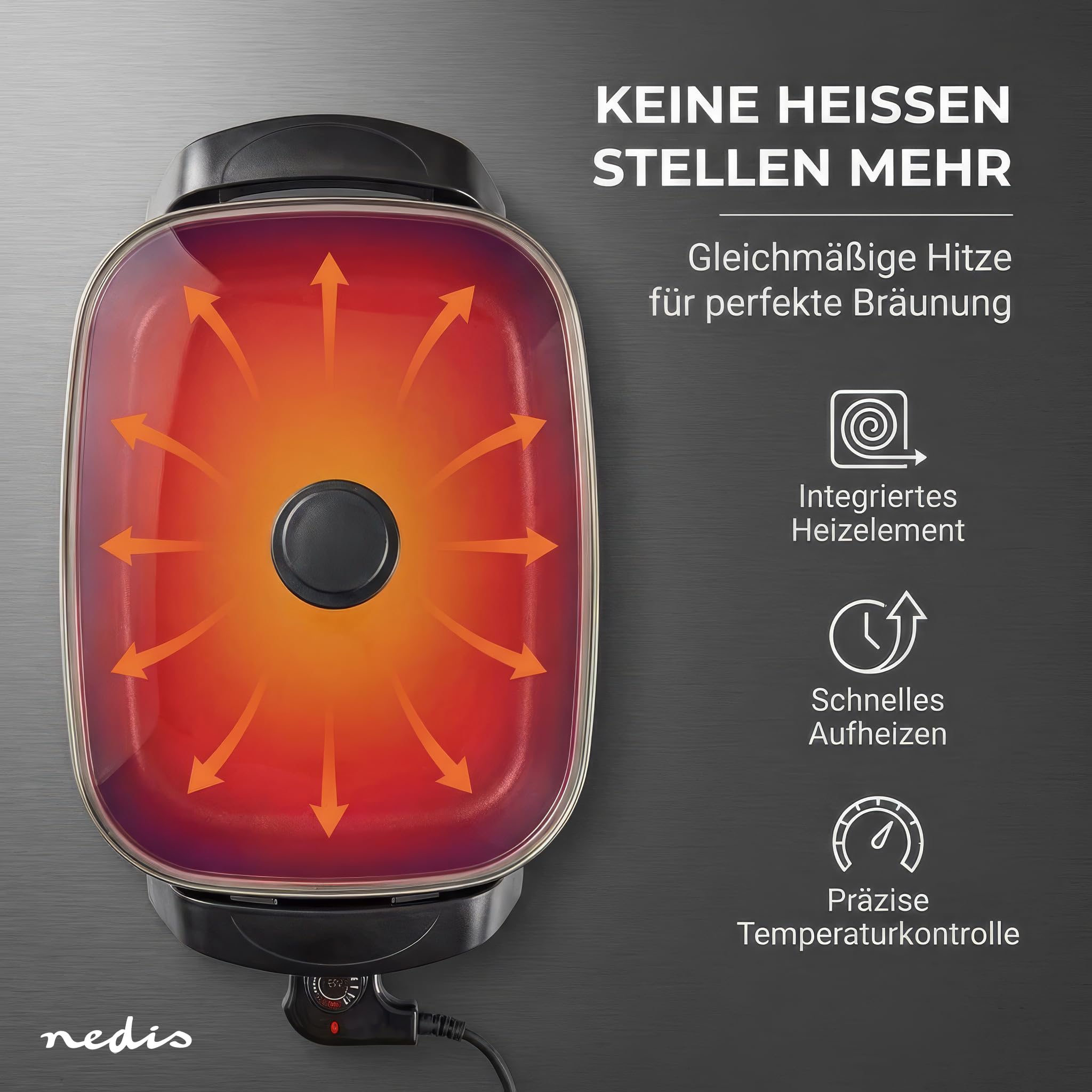 Elektrische Pfanne - 40 cm - Dickwandiges Aluminium-Gussgehäuse