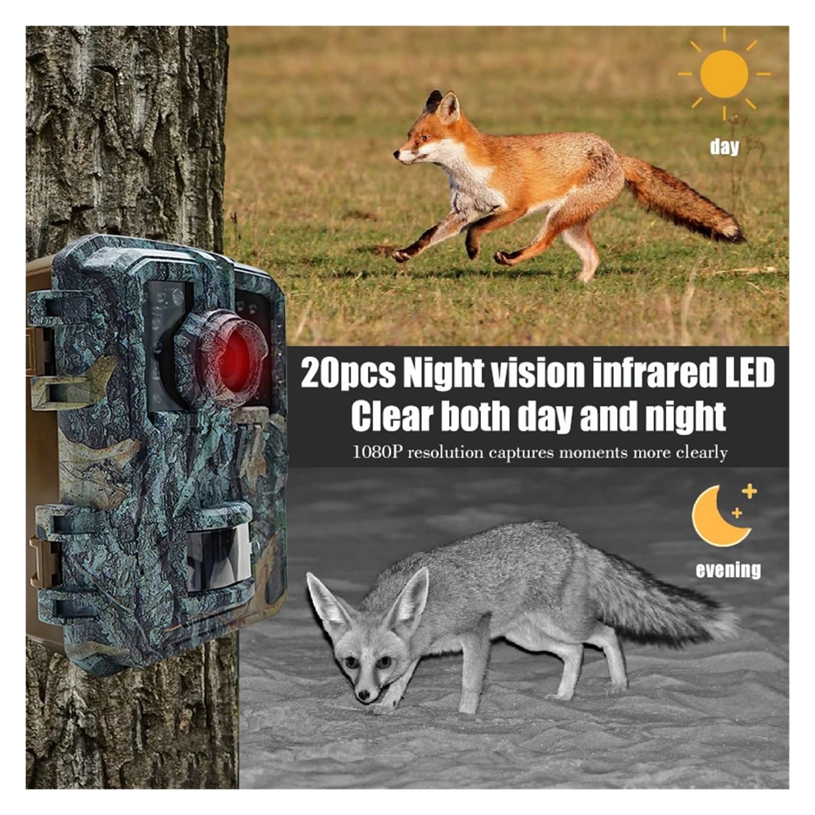 Kamera Obserwacyjna Myśliwska 16MP 1080P Wykrywacz Dzikich Zwierząt HD Wodoodporne Monitorowanie Czujnik Ciepła W Podczerwieni Noktowizor WyraźNe Obrazy I Filmy(DL003 None card)