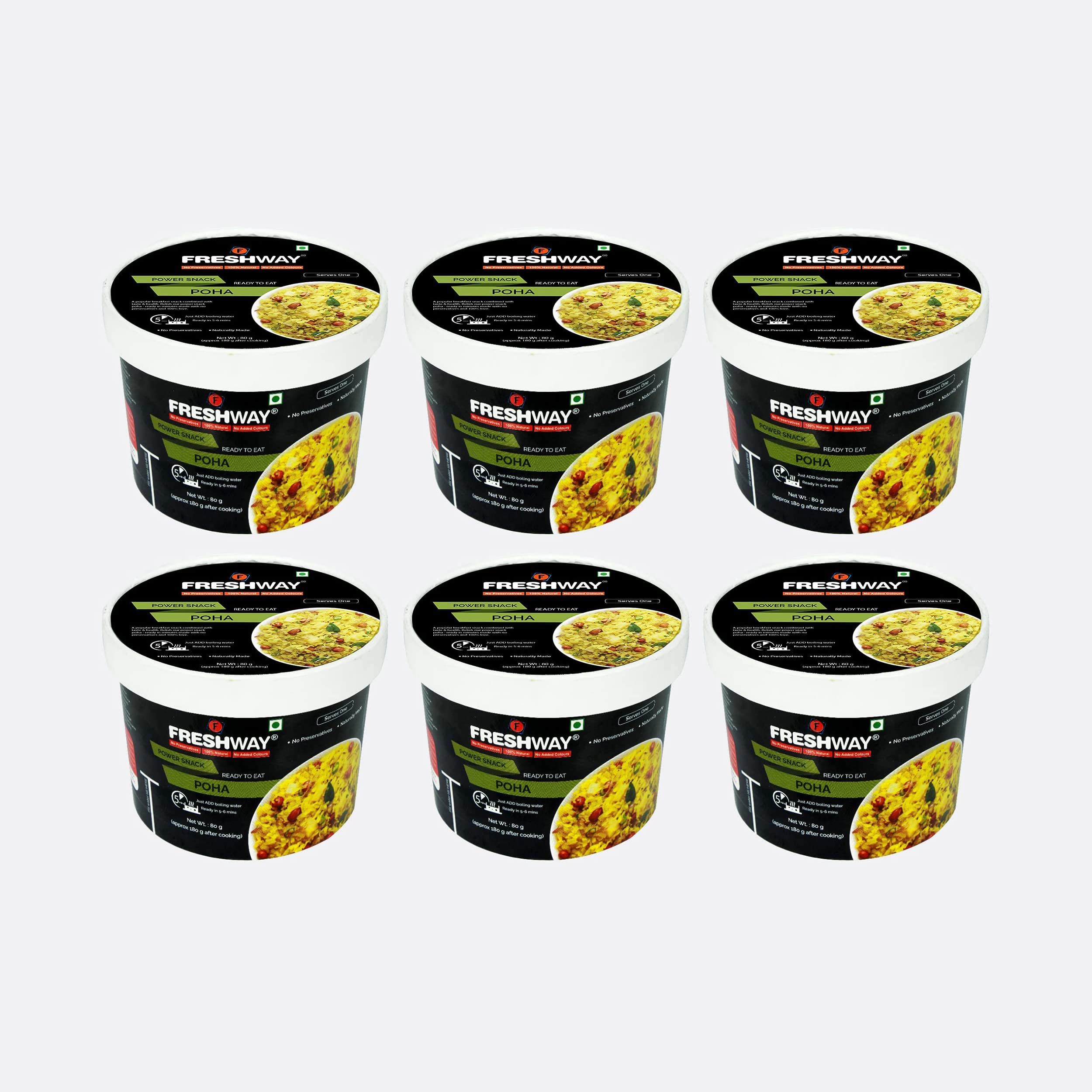Freshway Poha Combo Pack of 6 Breakfast, Instant Food Ready to eat Ready to Cook in 6 Minutes…