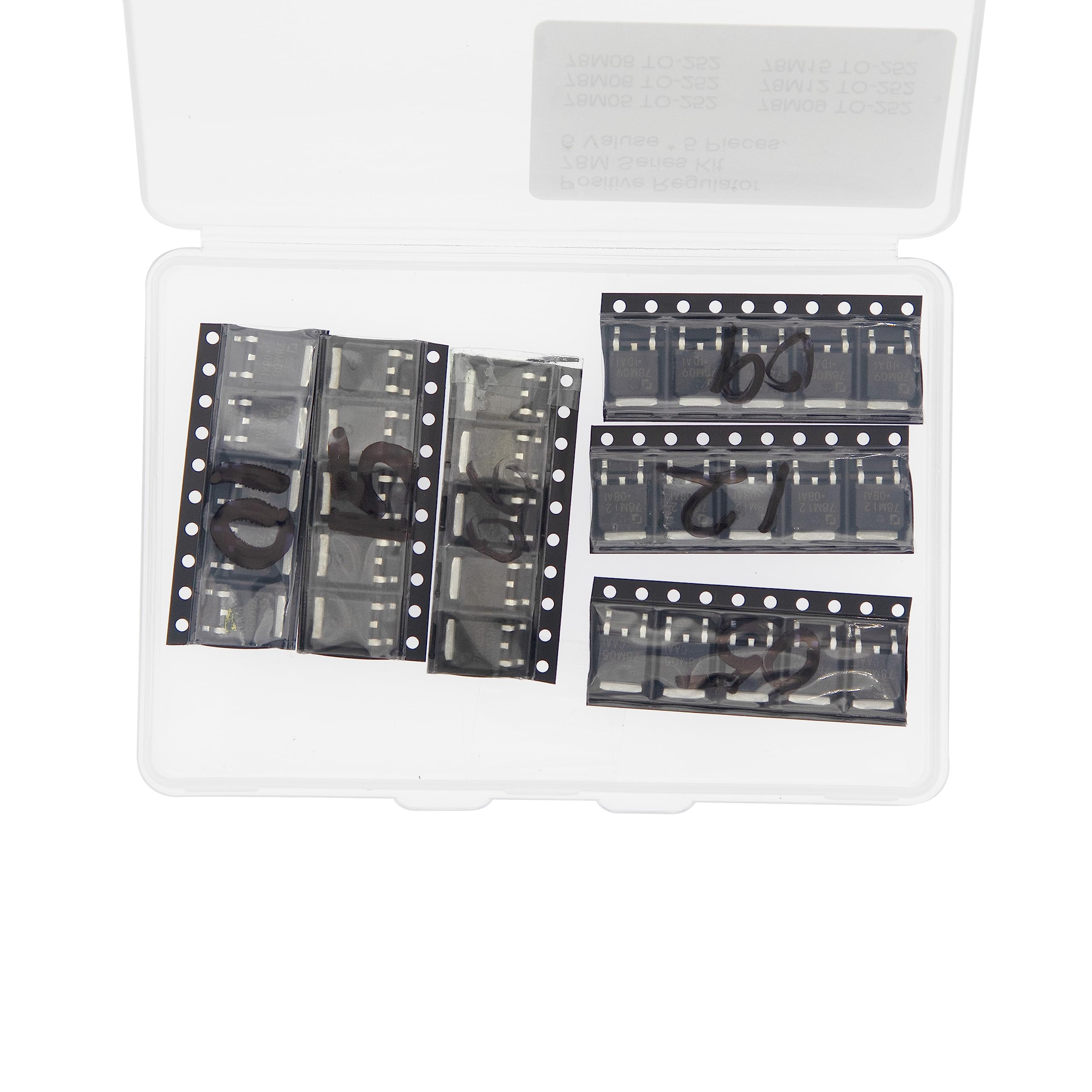 Kit Assortimento Transistor Regolatori Di Tensione SMD TO-252 - 6 Tipi X 5pcs - 78M05 78M06 78M08 78M09 78M12 78M15