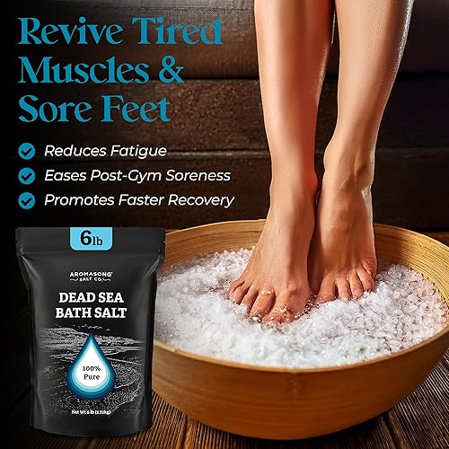 Miniatura 7 de Aromasong Baño de sal del mar muerto remojo 6 libras. Paquete a granel  Sales del Mar Muerto 100% naturales para remojar, relajar y desintoxicar la