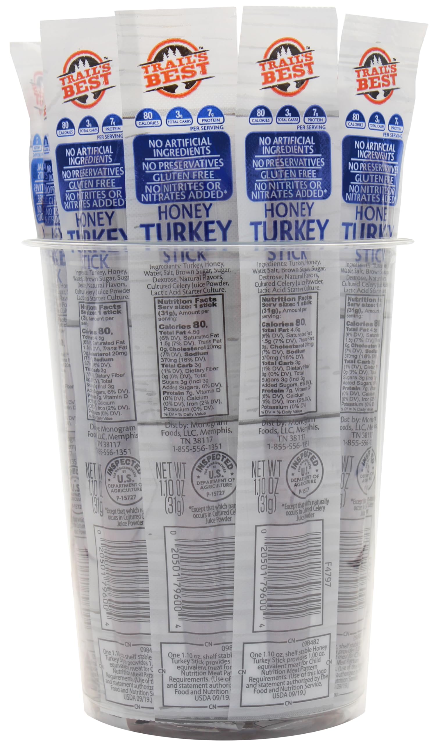 Trail's Best 1.1oz Honey Turkey Sticks - 16-ct Tub