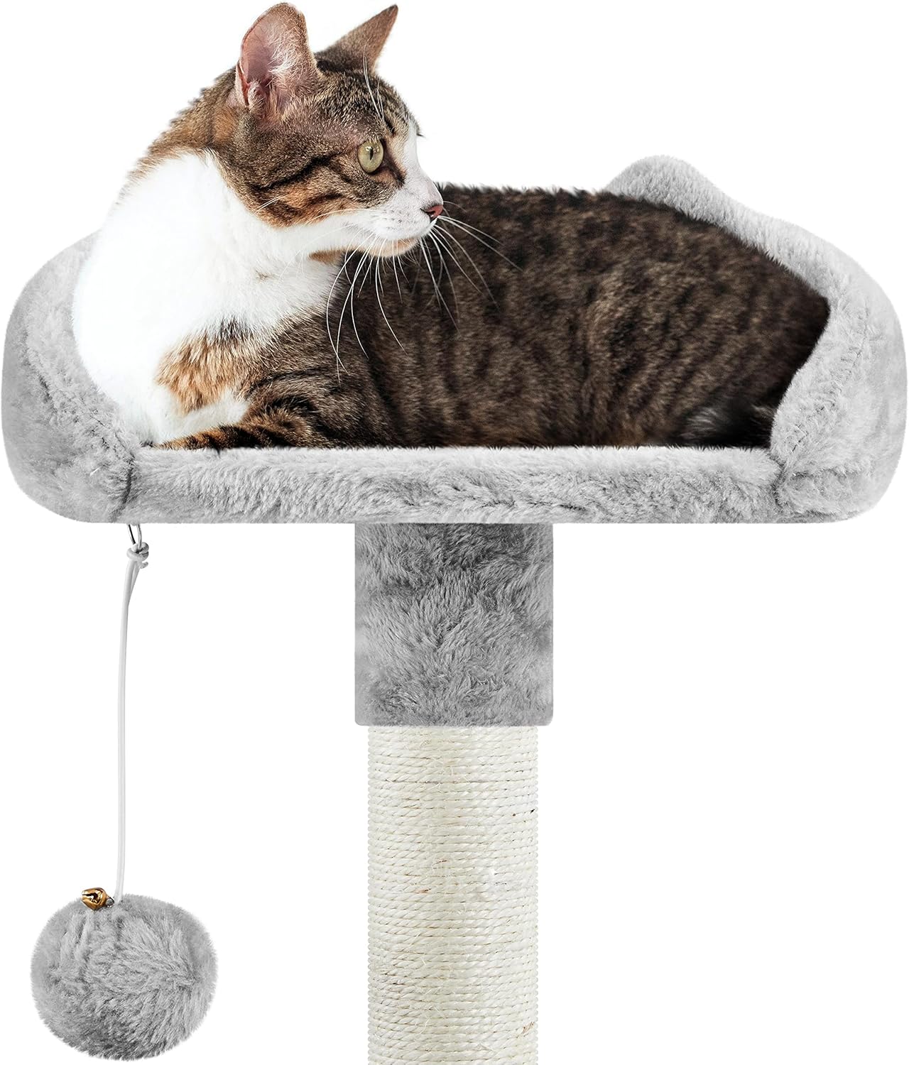 Topeakmart Cat Tree 57in, Multi Level Cat Tower with Basket & Condo & Scratching Post & Padded Perch & Extended Platform & Fur Ball Cat Furniture