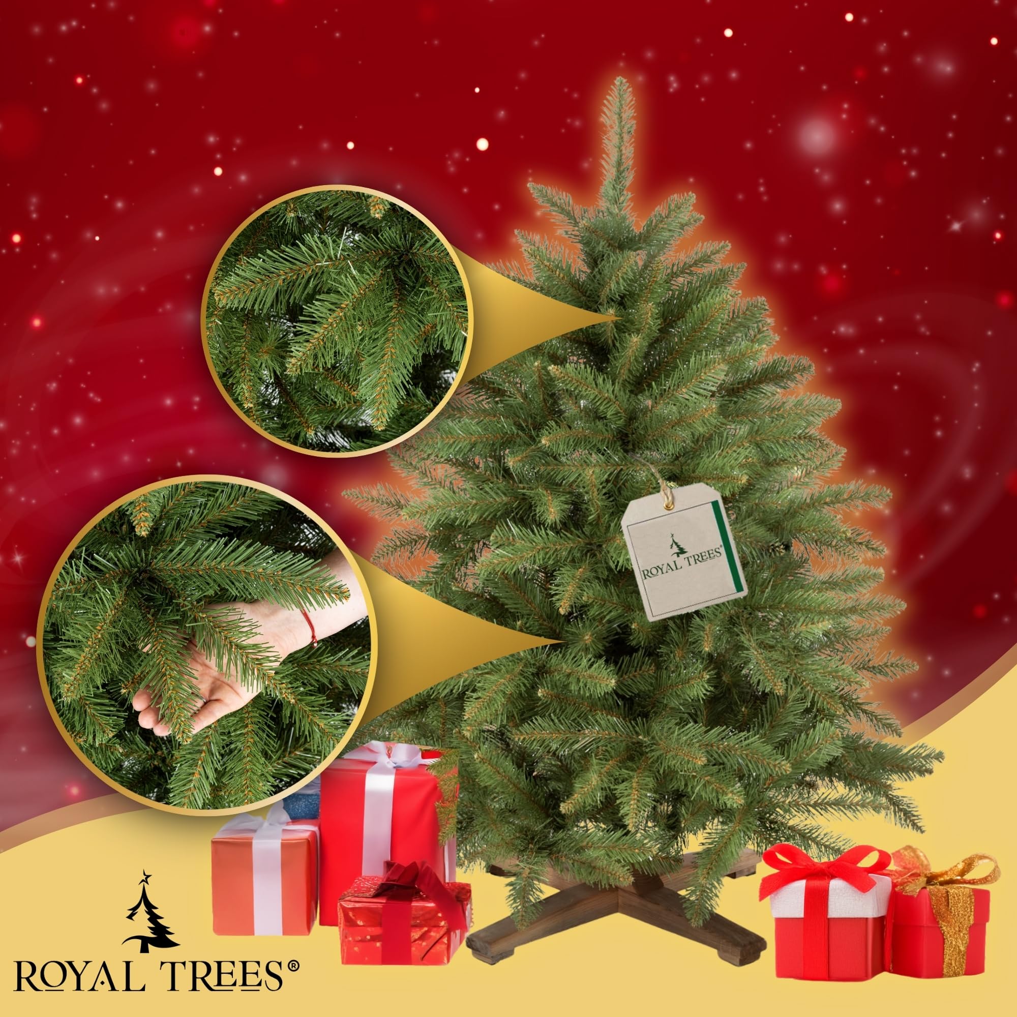 Sapin de Noël artificiel 120 cm – Épicéa scandinave artificiel, arbre de Noël dense avec 316 pointes, sapin naturel petit incluant un support en bois stable et un sac de rangement