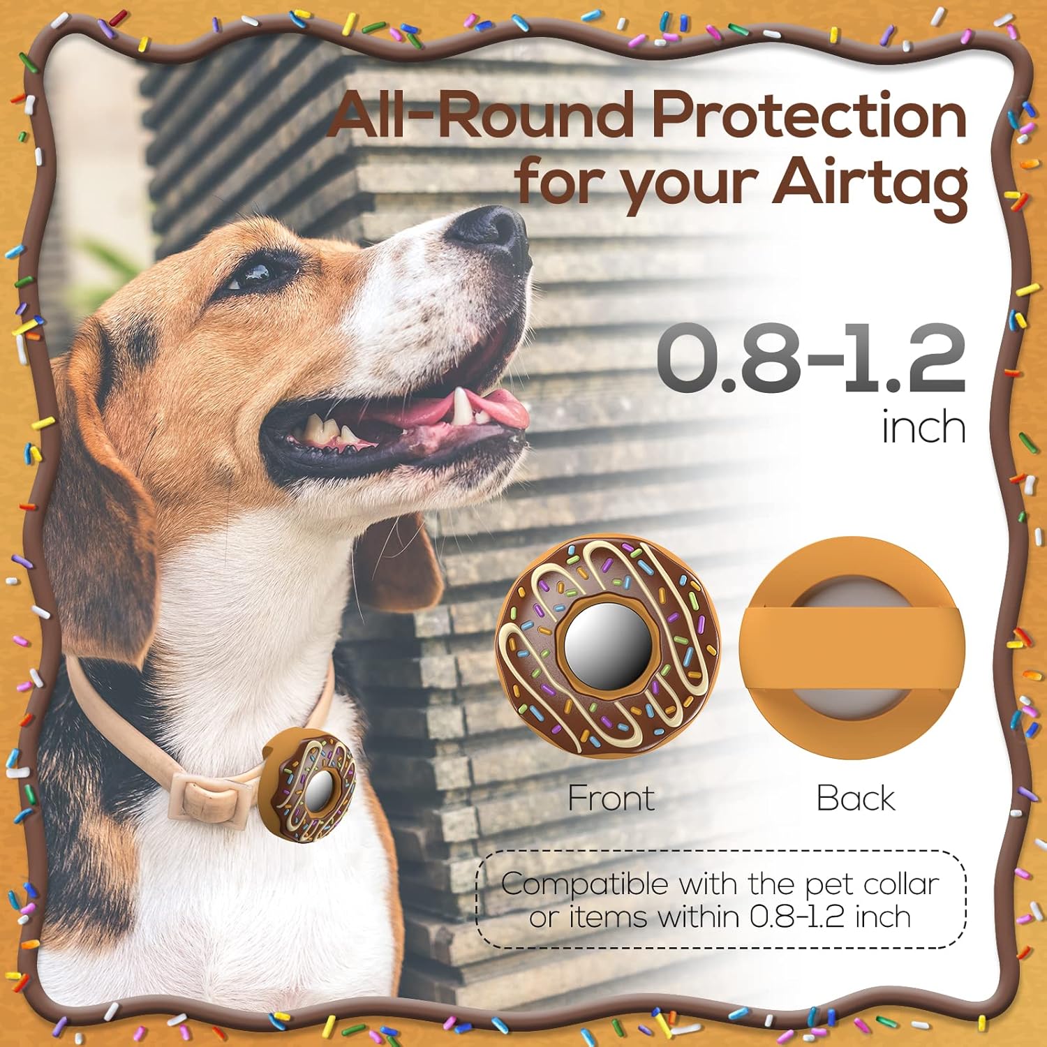 Airtag Dog Collar Holder(2 Pack), Silicone Pet Collar Case for Apple Airtags, Anti-Lost Air Tag Case Holder Compatible with Cat Dog Collars Charms & Collar Tag Accessories, Pink & Chocolate Donut : Pet Supplies