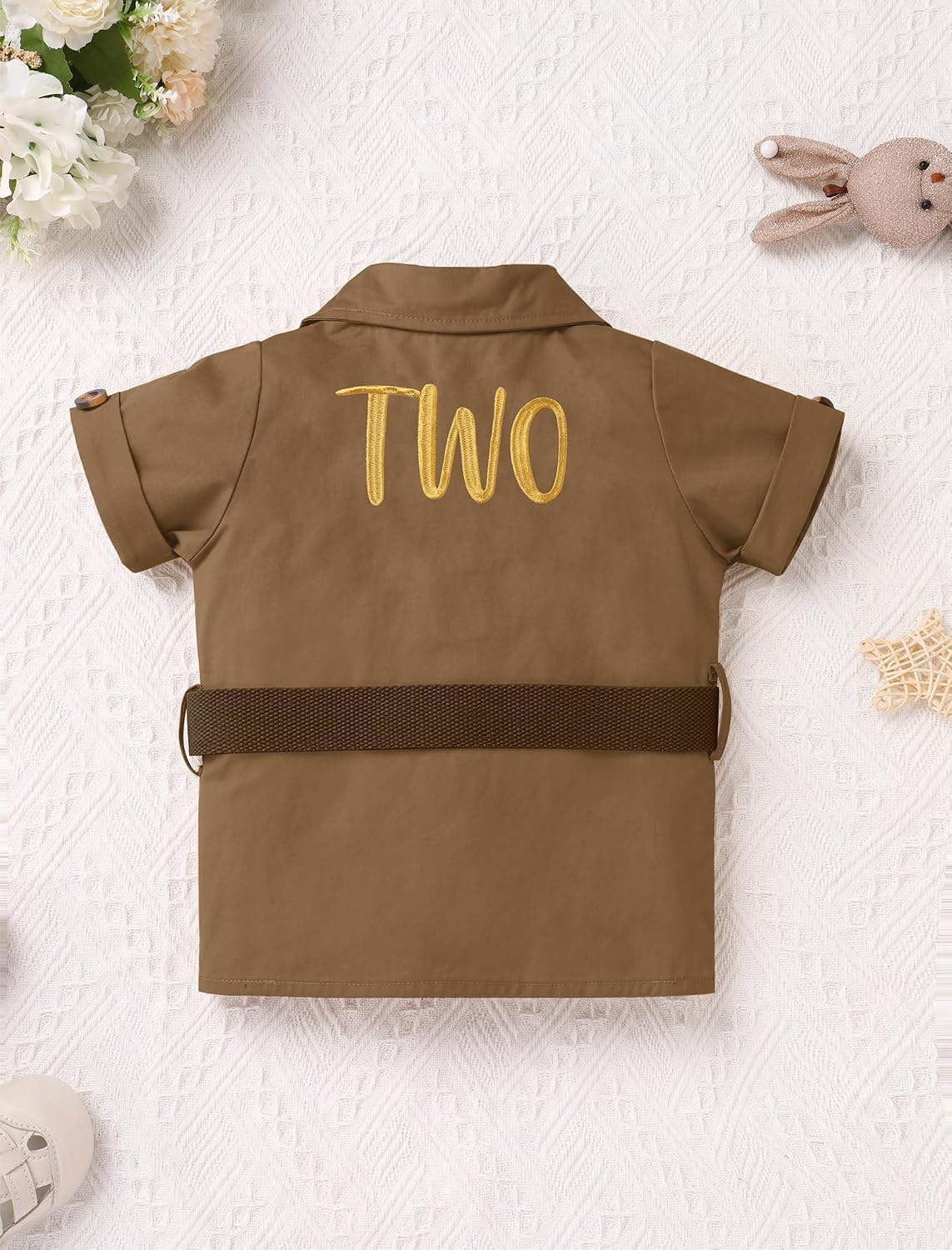 OBEEII Baby Boys Safari Outfit Infant Wild 1st Birthday Photoshoot Shirt Top Shorts Set Animals Zoo Keeper Jungle Outfits