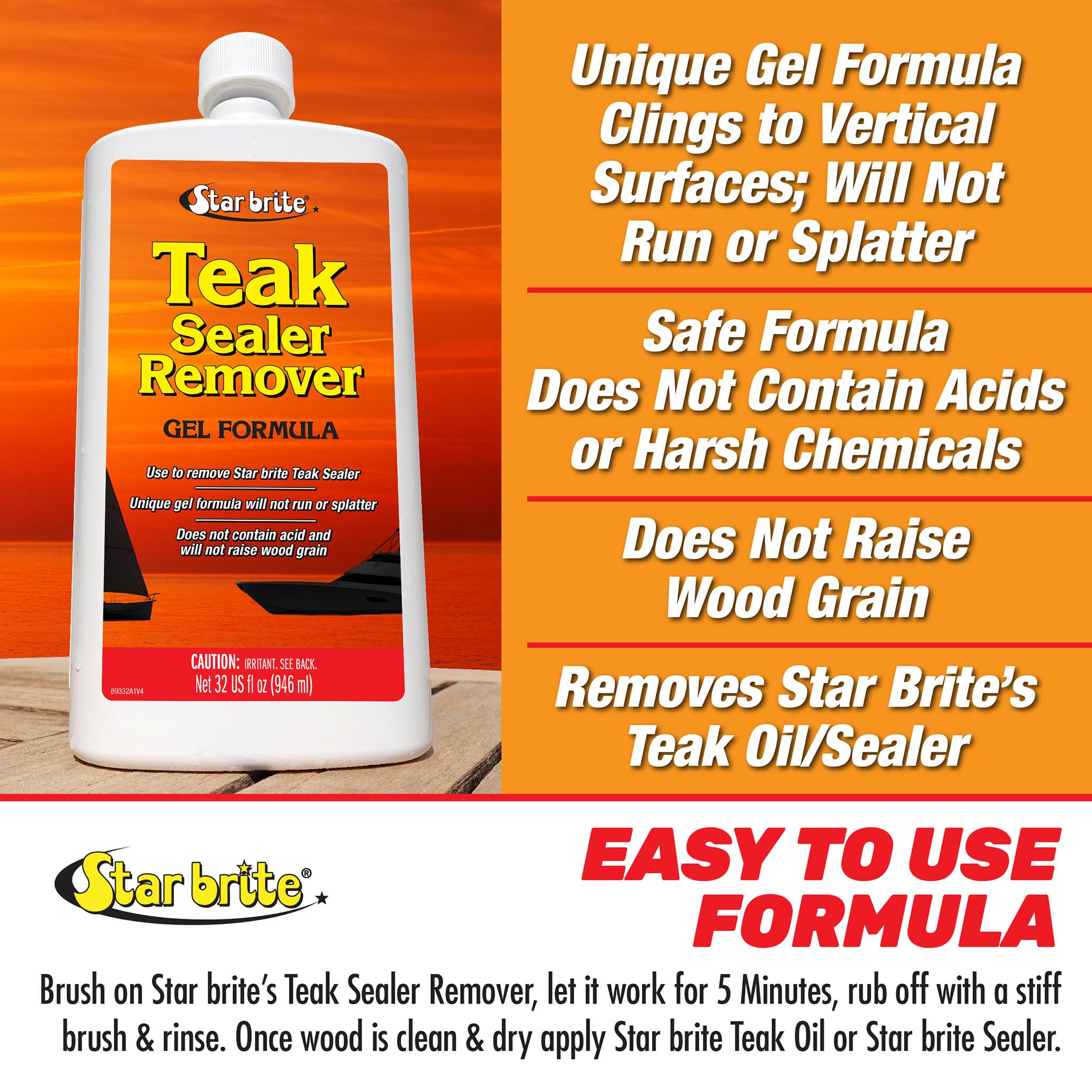 Starbrite Unique Gel Formula Teak Cleaner 32oz Bottle by Star Brite