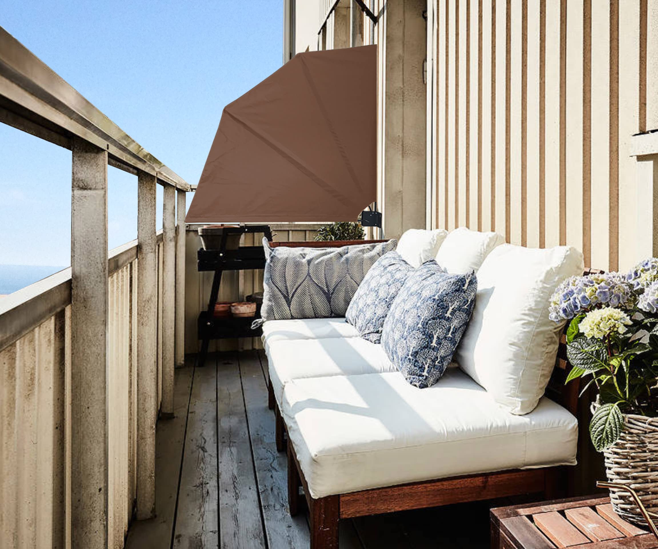 QUICK STAR Scomparti per balcone, 115 x 115 cm, colore beige, Easy Mount, protezione da sguardi indiscreti, protezione dal vento, resistente alle intemperie