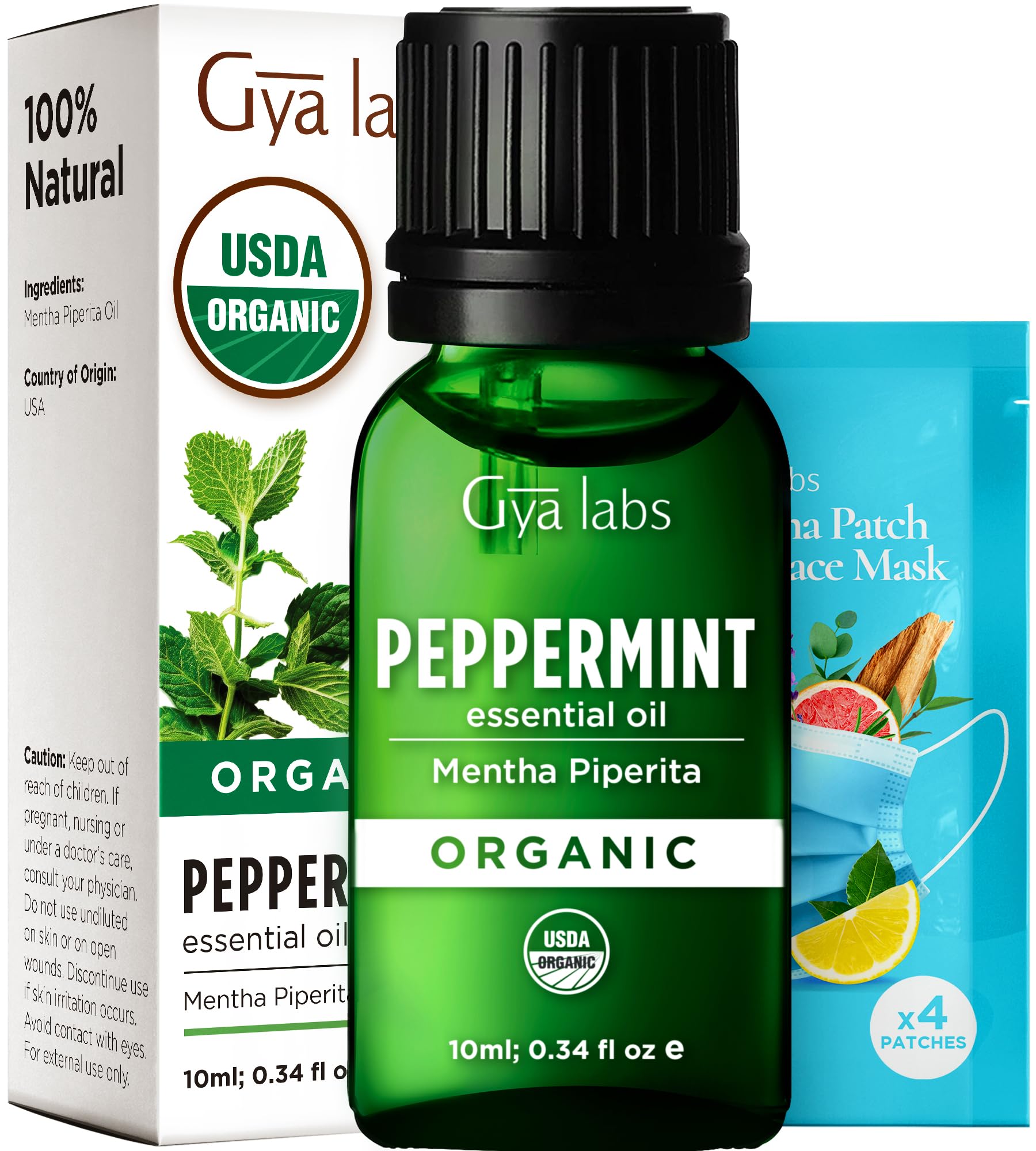 Organic Peppermint Essential Oil - 0.34 Fl Oz - for Skin, Hair, Diffuser, Aromatherapy, DIY Candle Making Scents