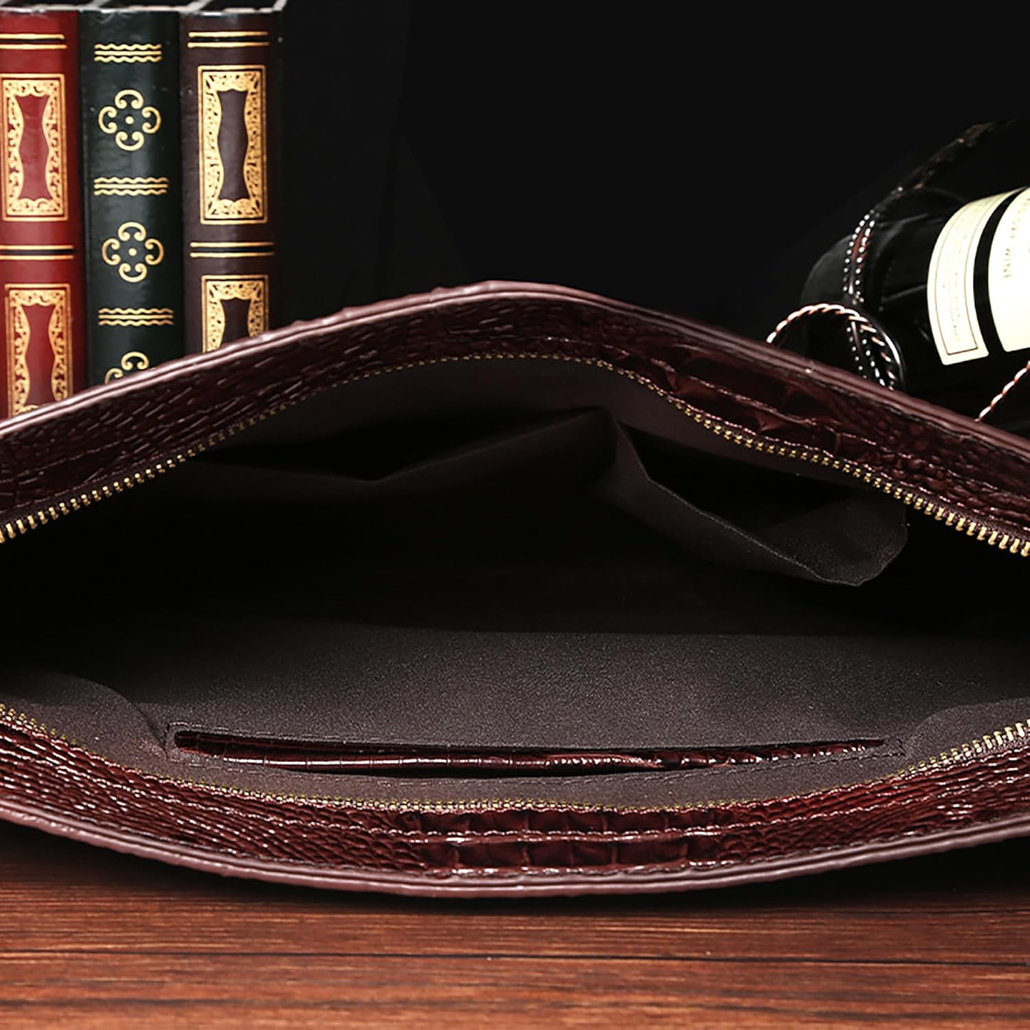 CLARA Crocodile Pattern Clutch Purse Oversized PU Leather Envelope Clutch Evening Handbag - Image 6