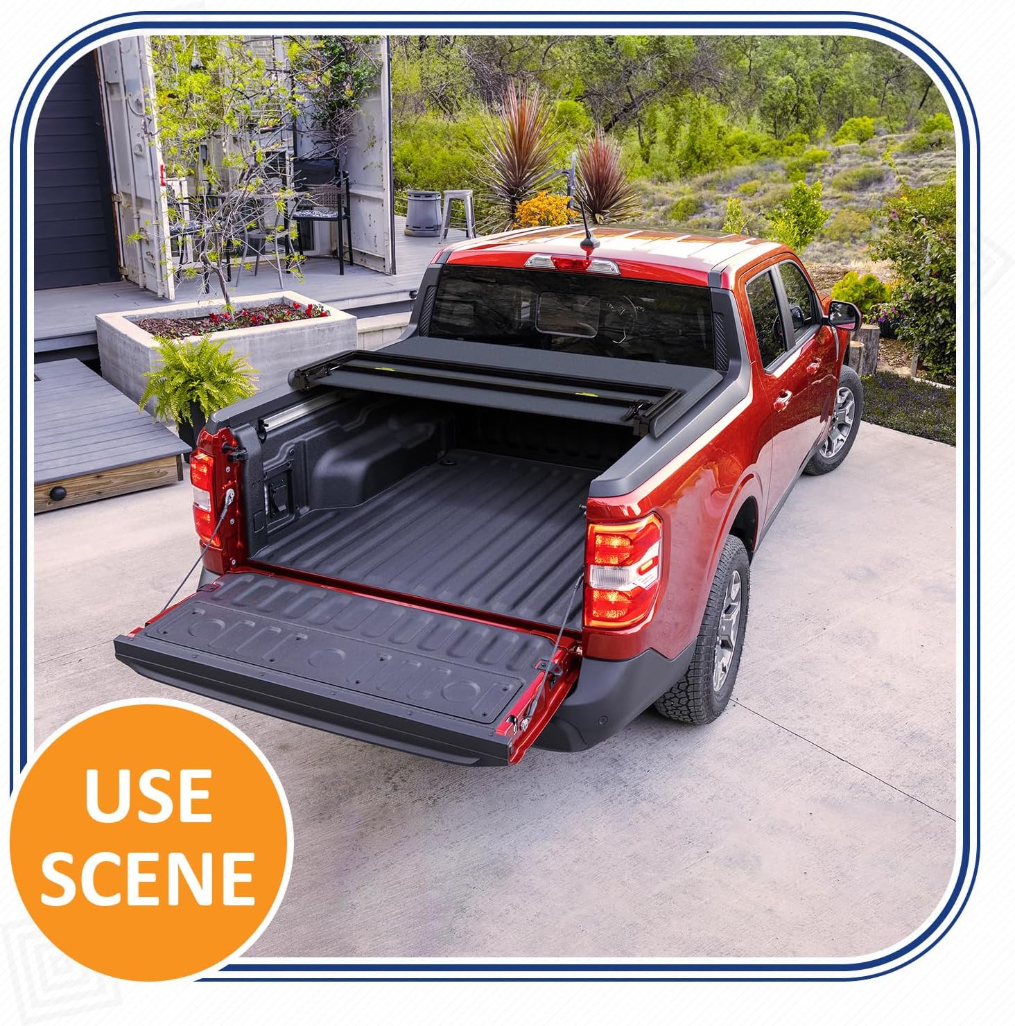 PENSUN Soft Tri-Fold Truck Bed Tonneau Cover Compatible with 2022 2023 2024 2025 Ford Maverick 4.5FT(54'') Tonneau Cover Bed