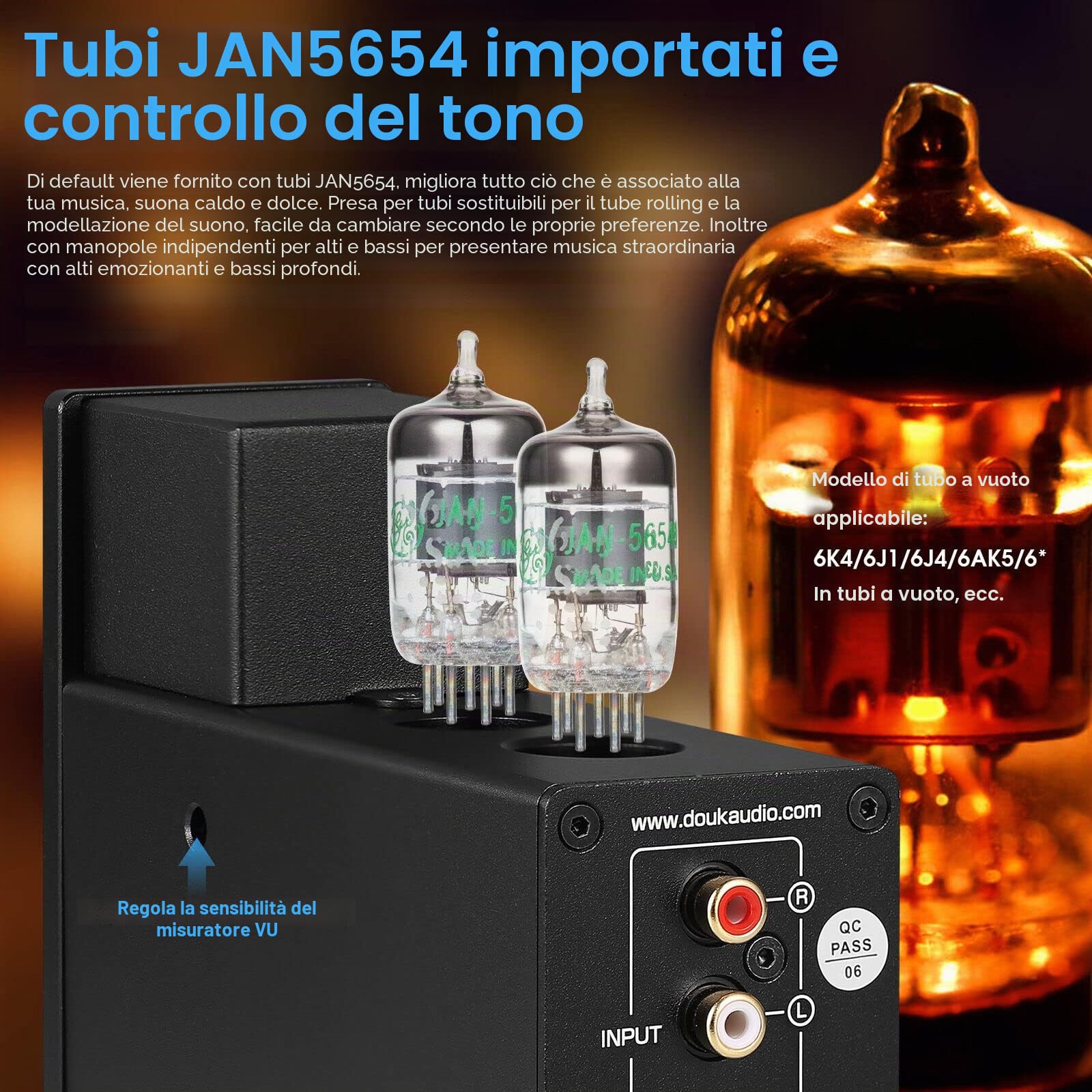 Douk Audio P6 HiFi Bluetooth Preamp Valvole Tube Preamplificatore Stereo Audio Amplificatore Cuffie Amp VU Meter