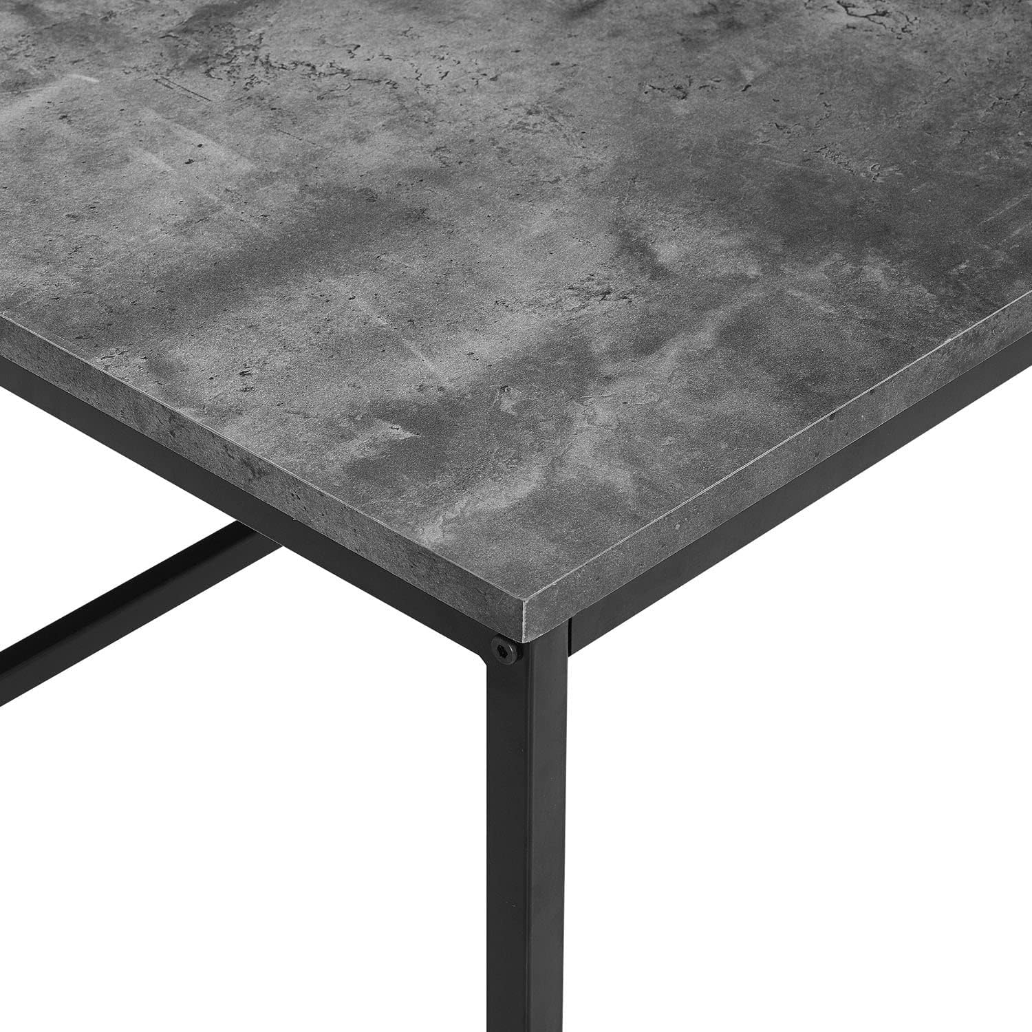 Walker Edison Modern Concrete Metal Frame Open Rectangle Coffee Accent Table Living Room Ottoman End Table, 42 Inch, Dark Concrete