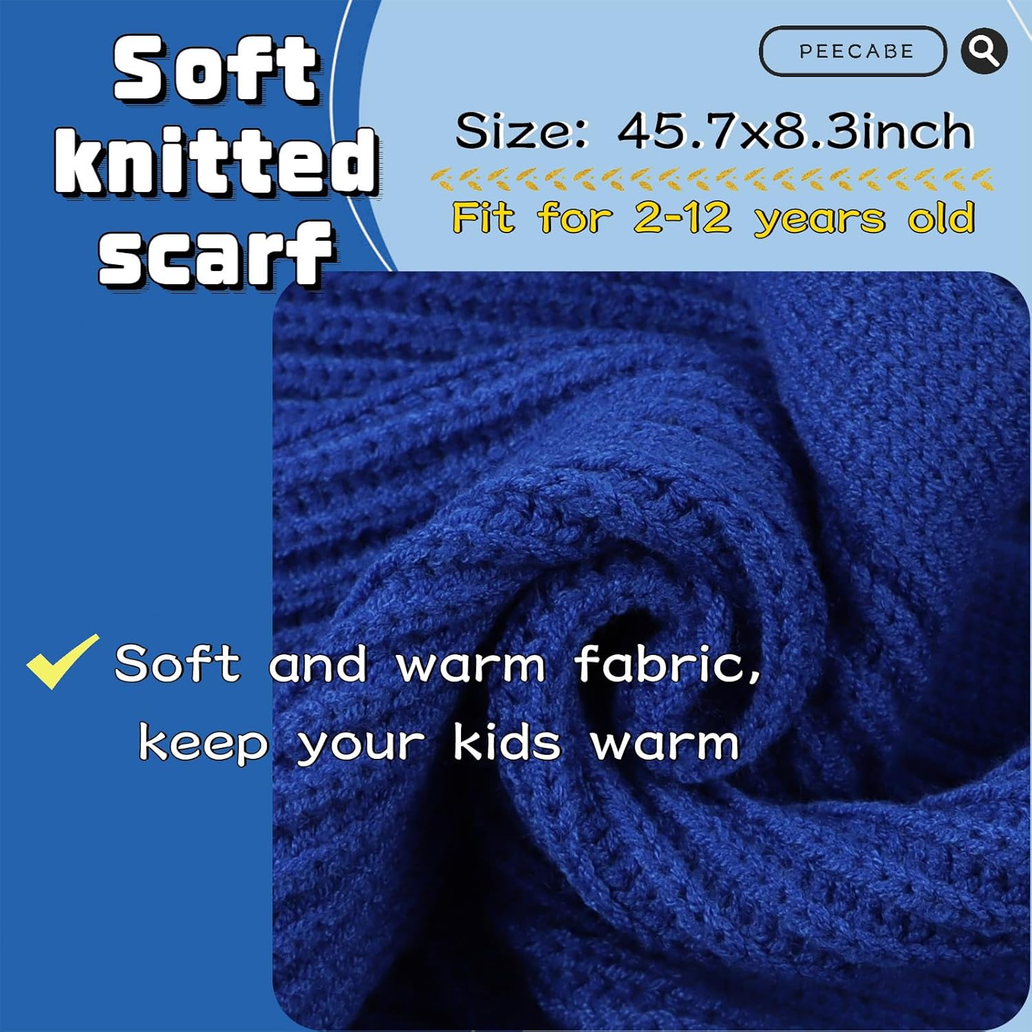 Peecabe Kids Scarf Soft Warm Knit Neck Warmer Winter Classic Scarf for Boys Girls - Image 5