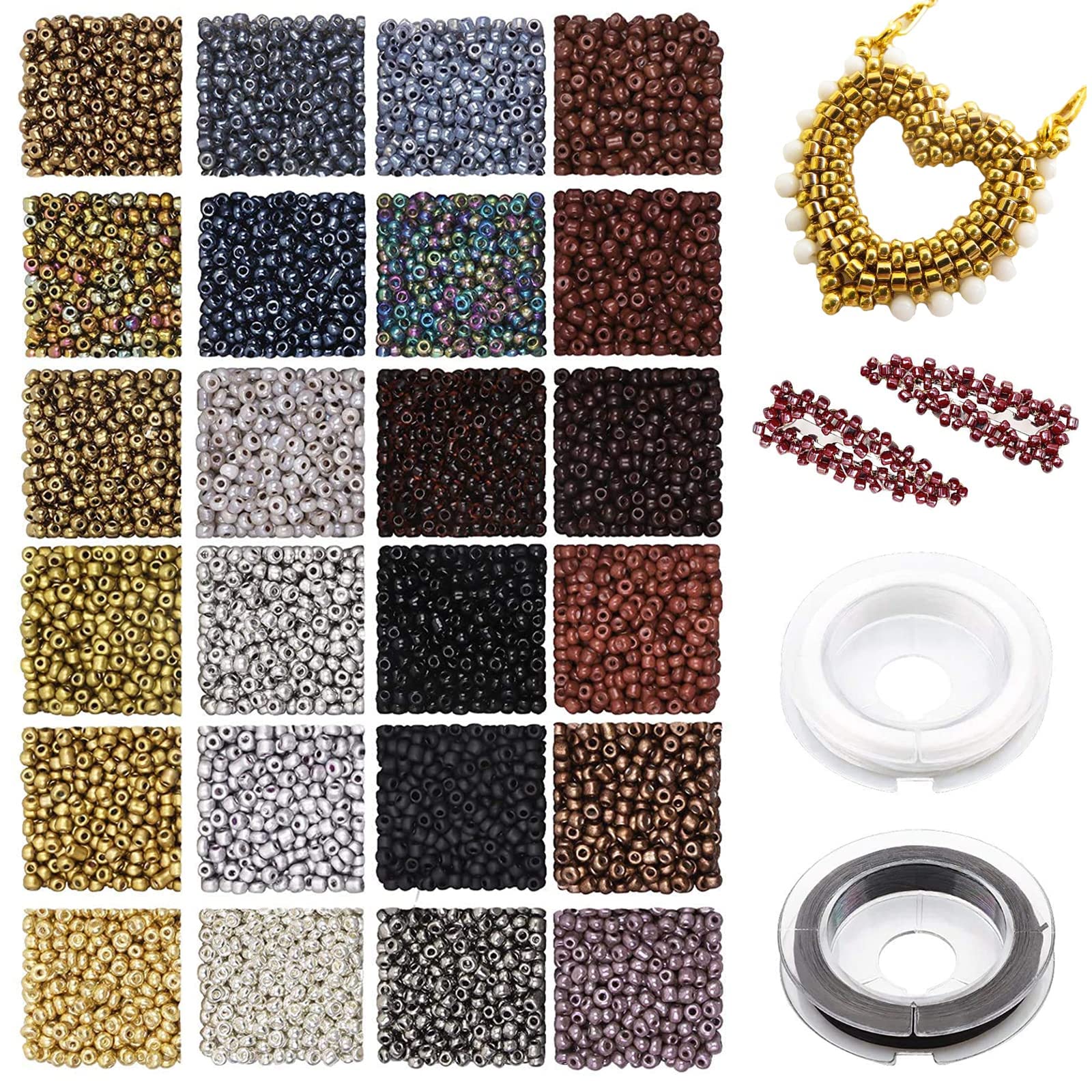 7200pcs Glass Seed Beads 2mm Small Bracelet Beads Craft Beads Pony Seed Beads 24 Colors Opaque Beads for DIY Necklaces Earrings Crafting Jewelry Making Kit